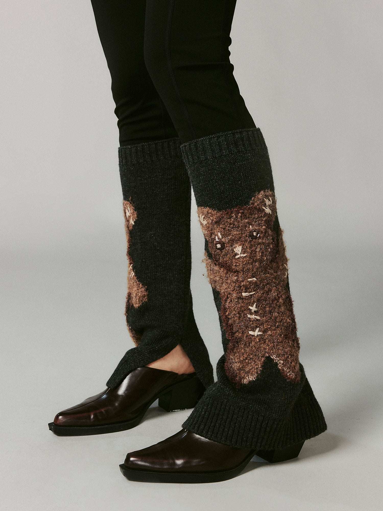 Teddy bear sock-leg yoga pants