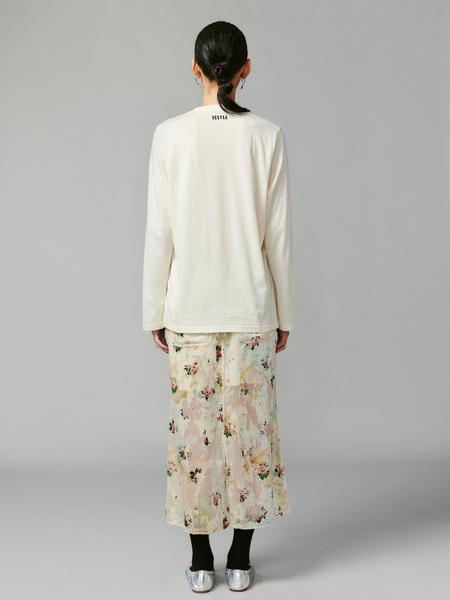 Floral crushed velvet skirt