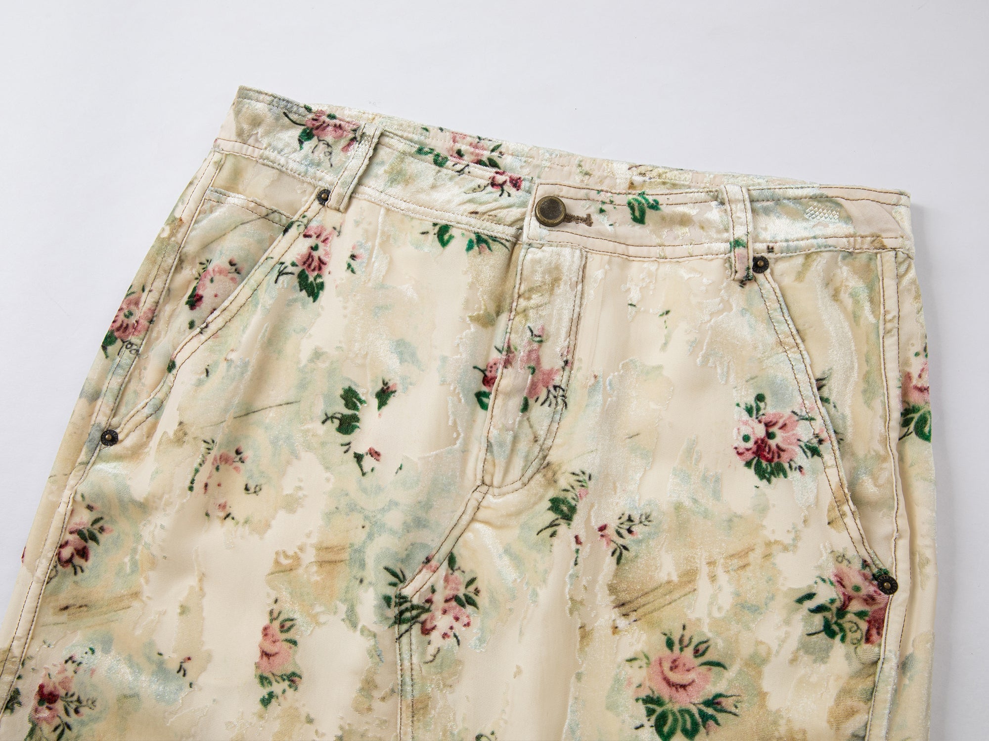 Floral crushed velvet skirt