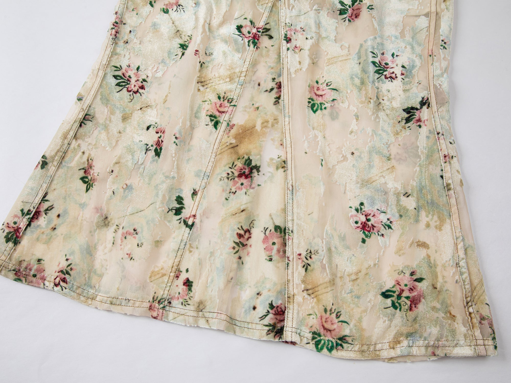 Floral crushed velvet skirt