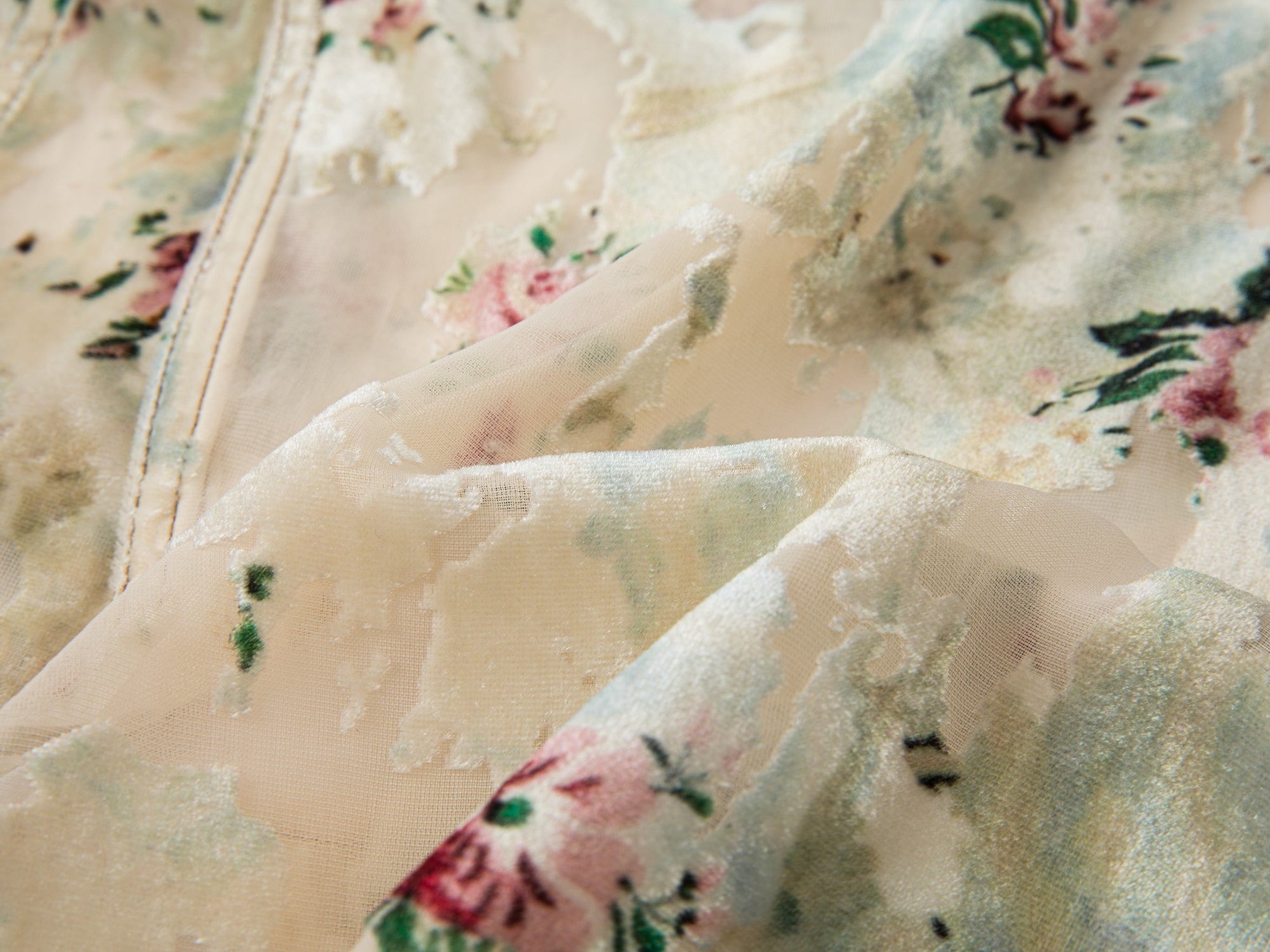 Floral crushed velvet skirt