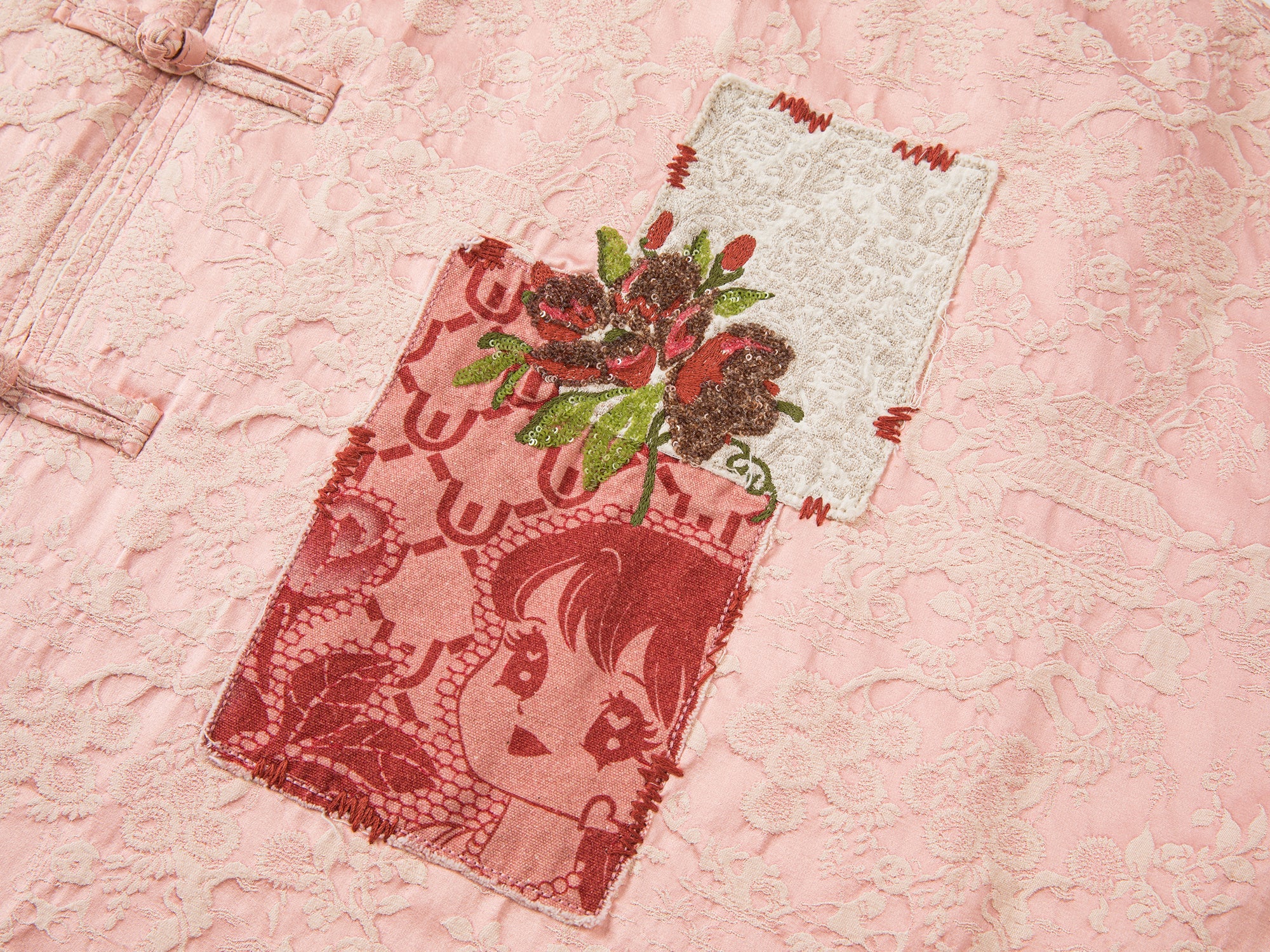 Anime girl patch jacquard old-style cotton jacket