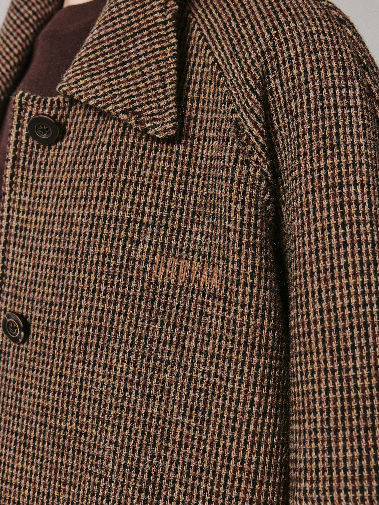 Retro balmacaan distressed hem pleated wool coat