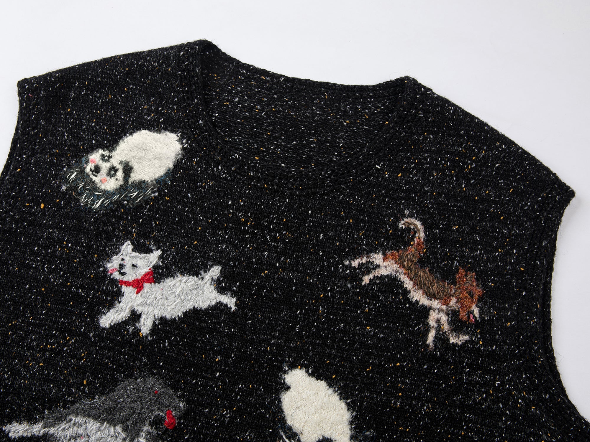 Running panda and puppy pullover sweater vest