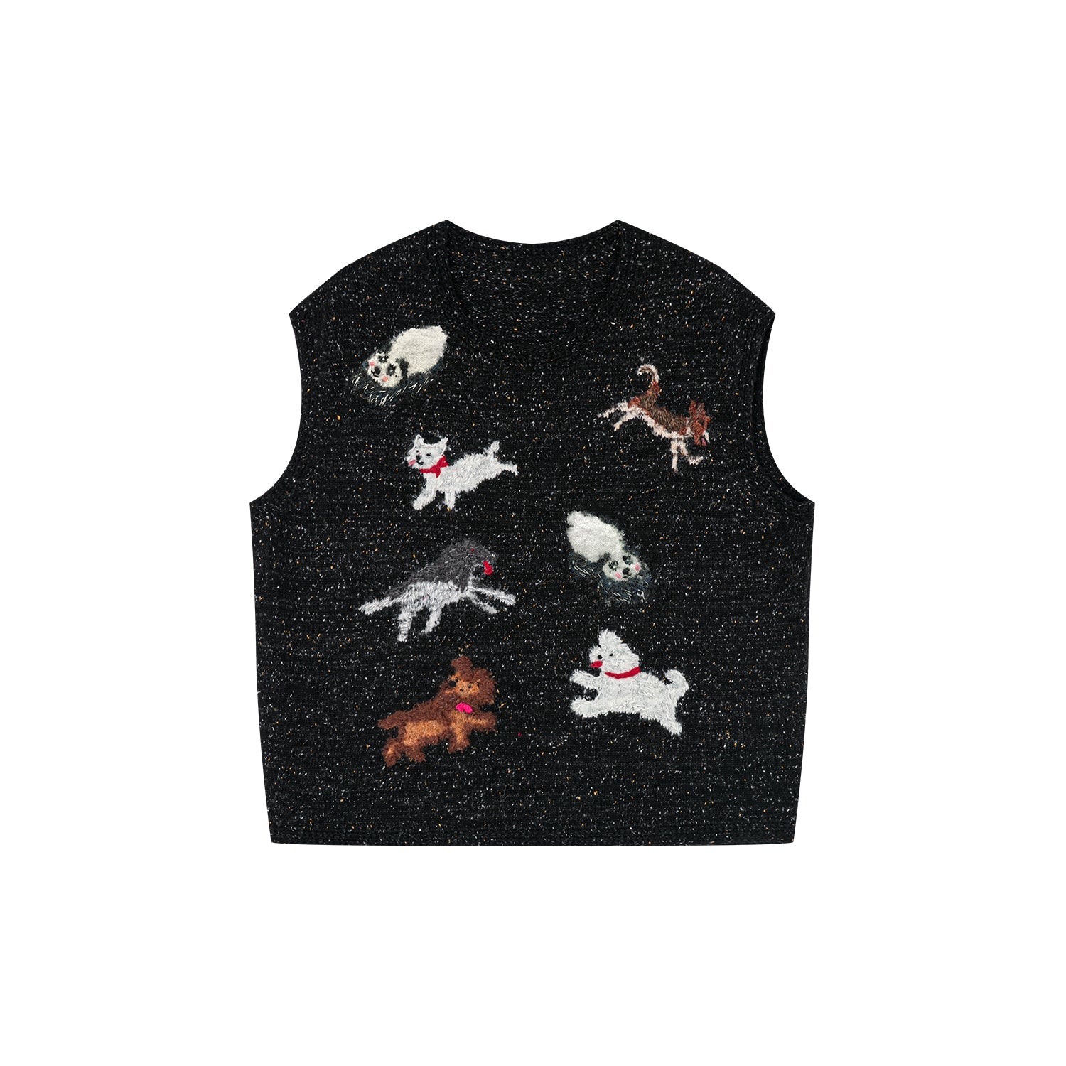 Running panda and puppy pullover sweater vest
