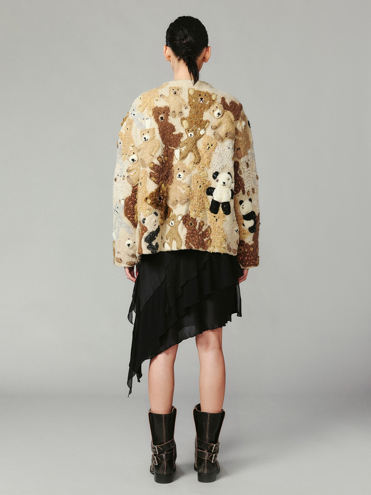 Furry bear and panda cardigan