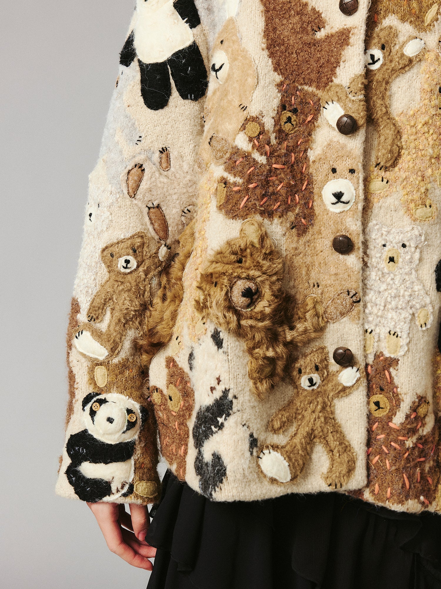 Furry bear and panda cardigan