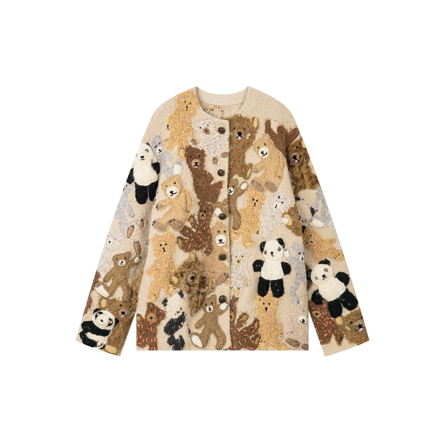 Furry bear and panda cardigan