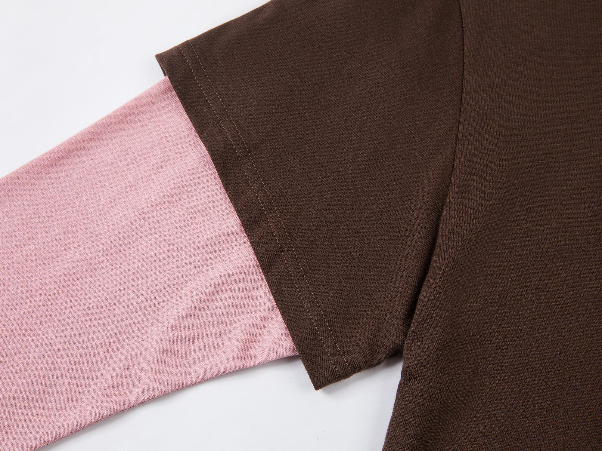 Color-block faux-layered long sleeve T-shirt