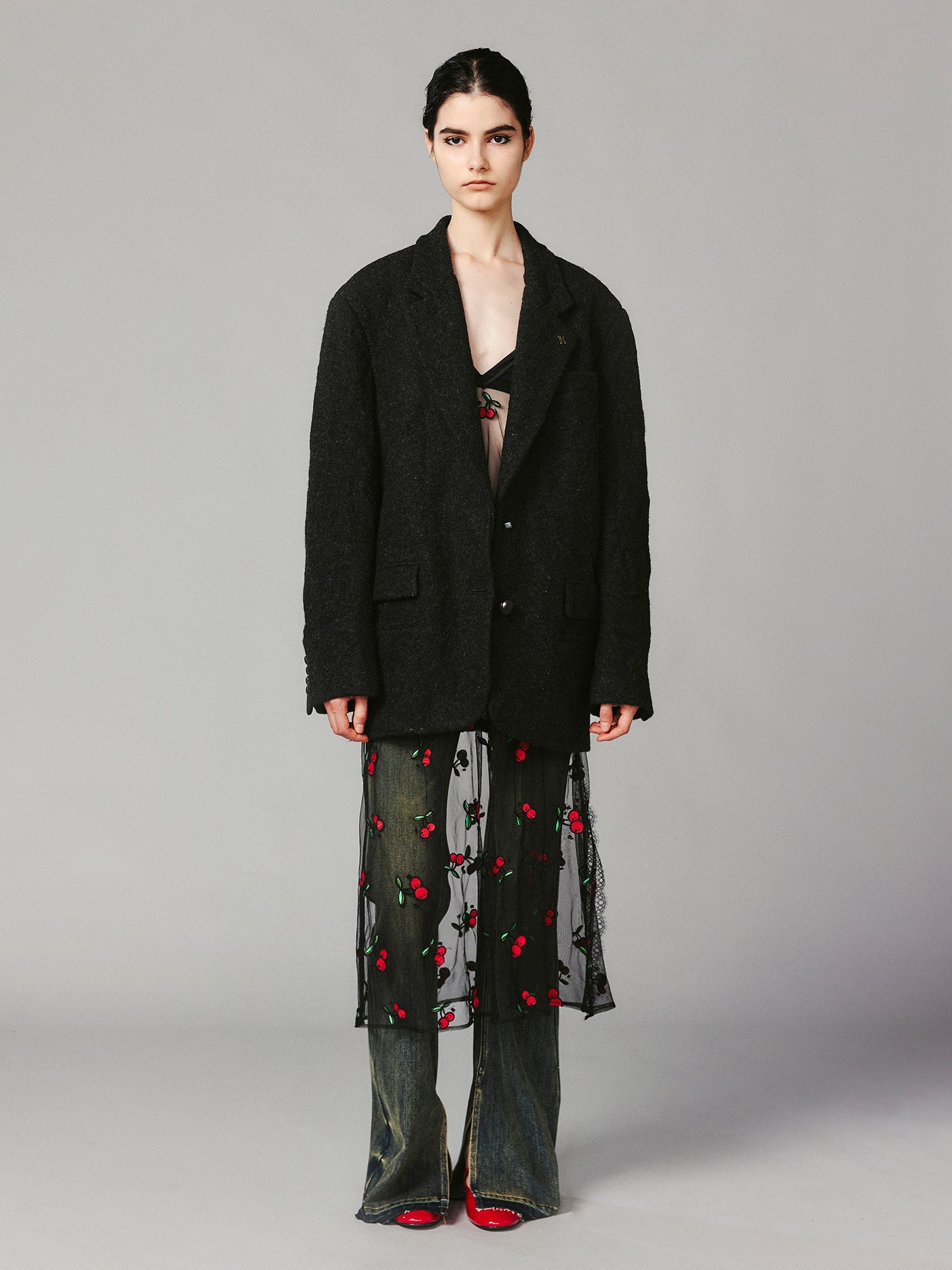 Vintage crinkled wool blazer