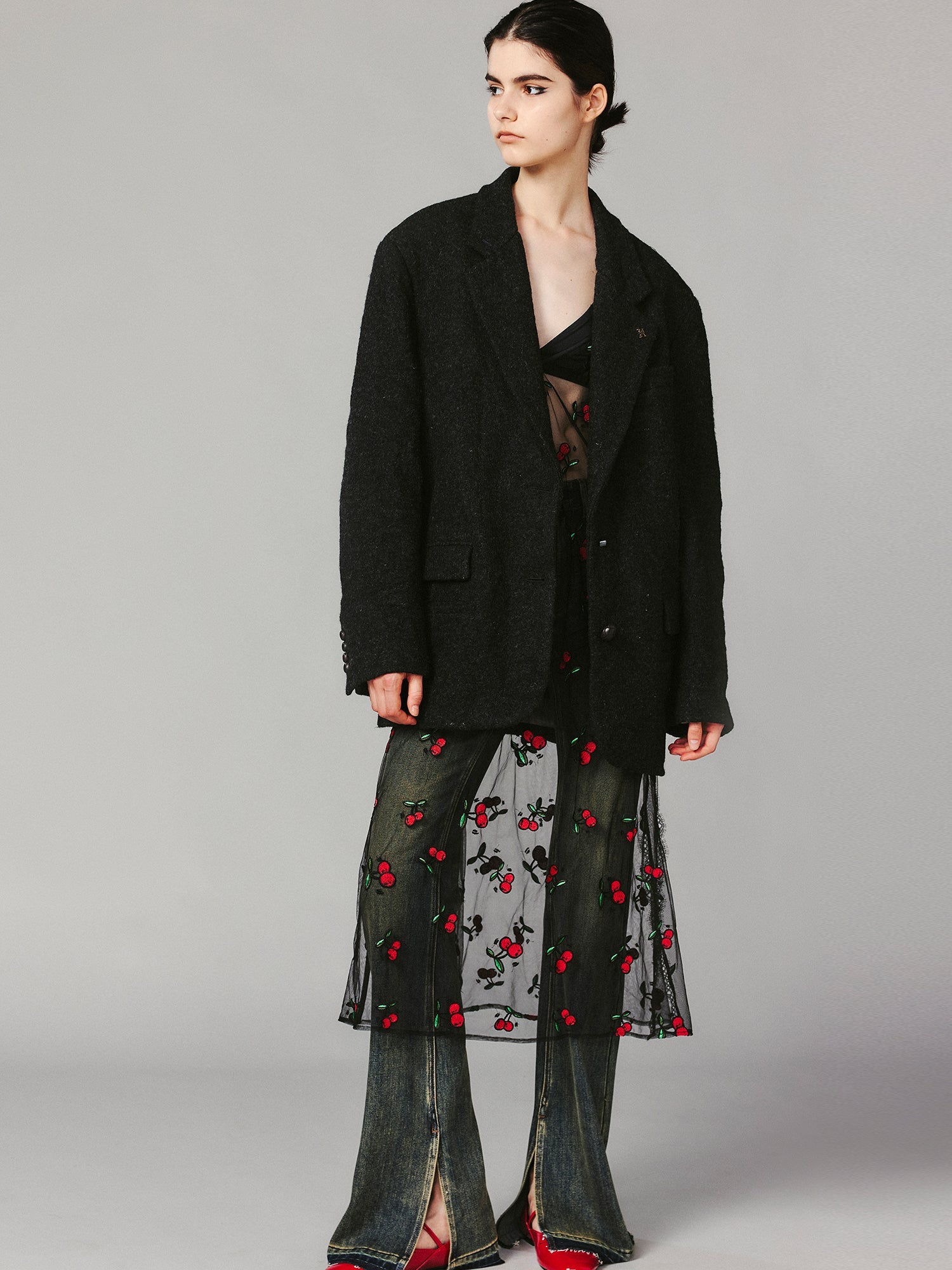 Vintage crinkled wool blazer