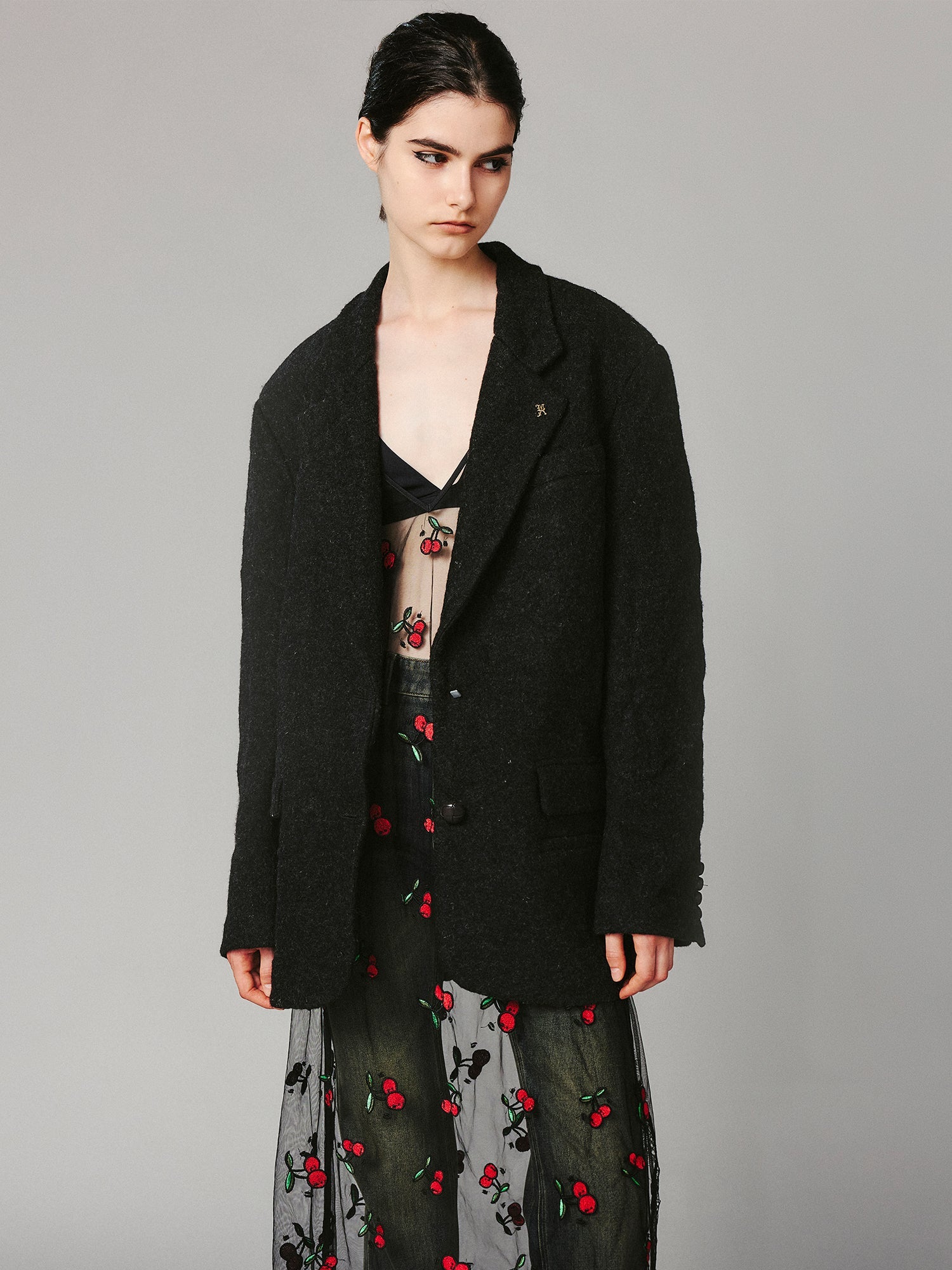 Vintage crinkled wool blazer