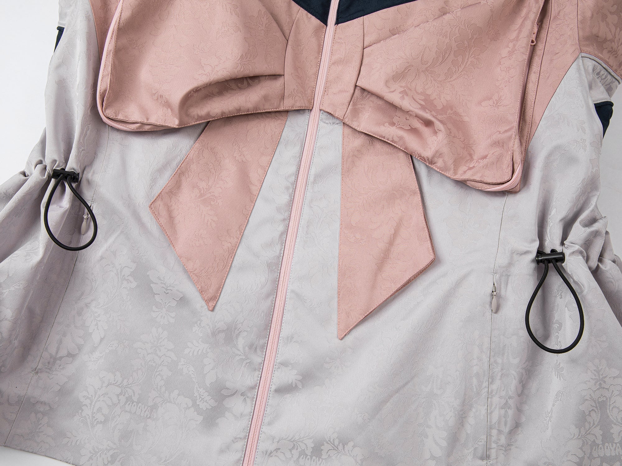 Bow satin jacquard functional puffer jacket
