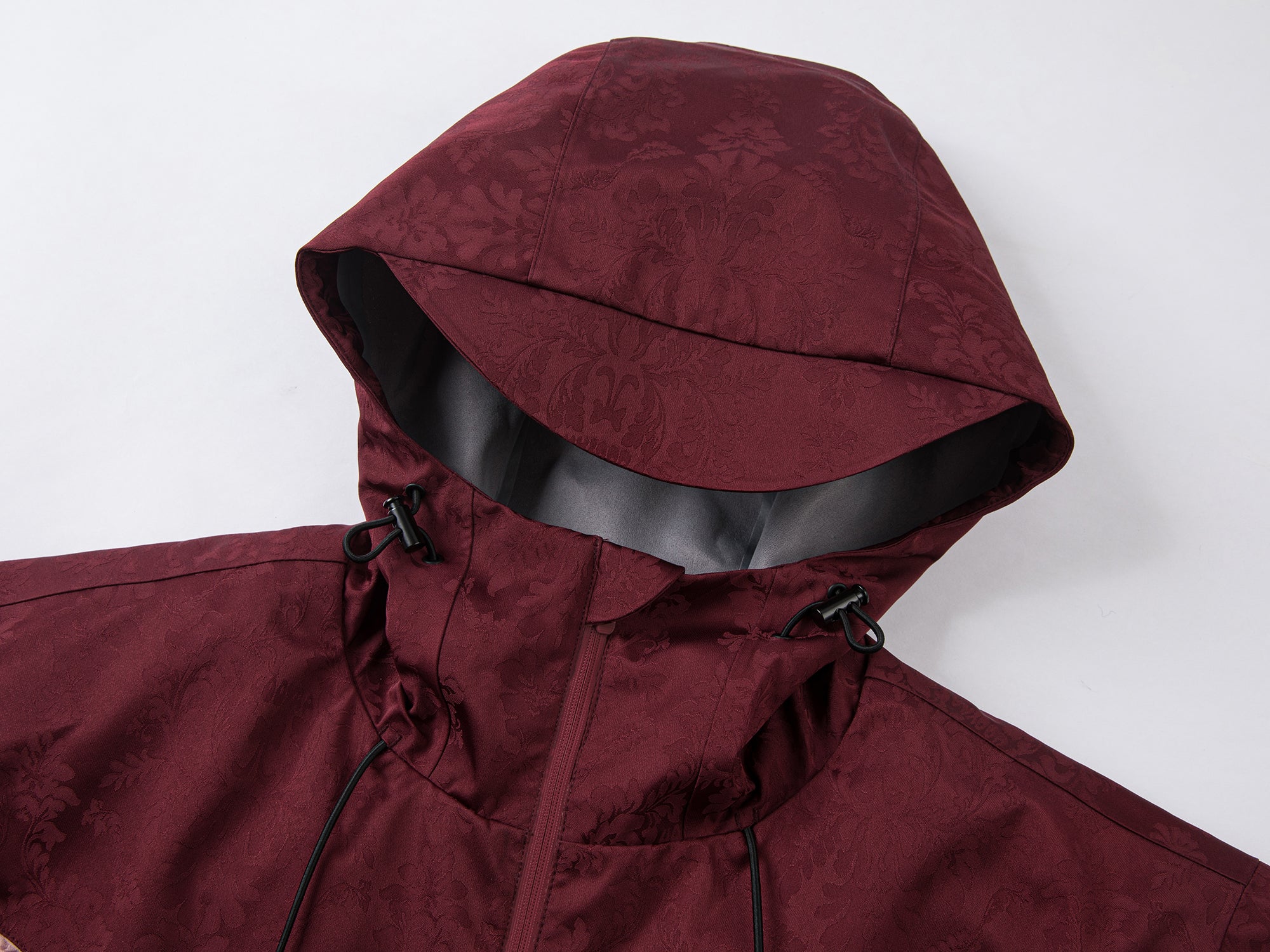 Bow satin jacquard functional puffer jacket