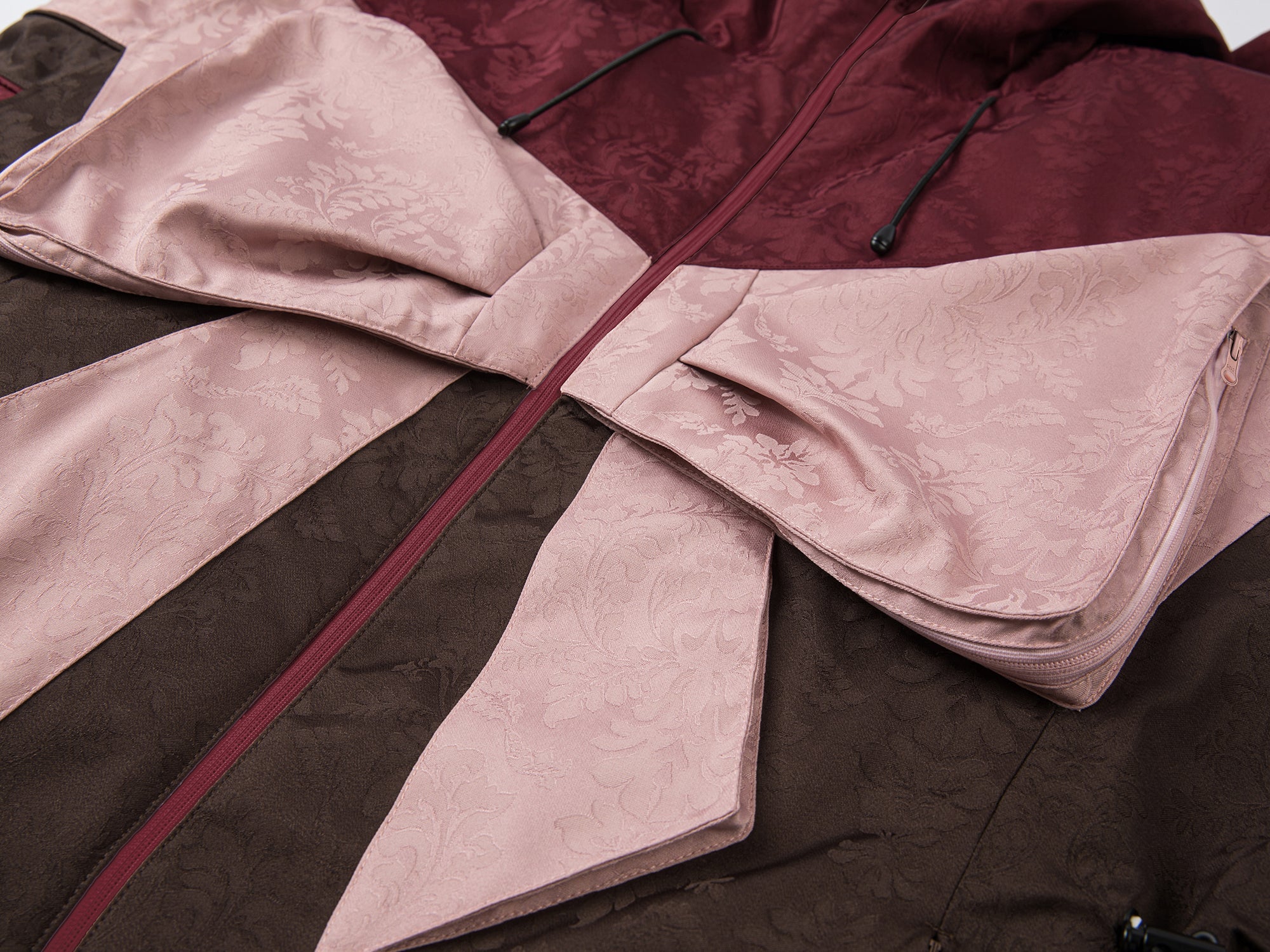 Bow satin jacquard functional puffer jacket