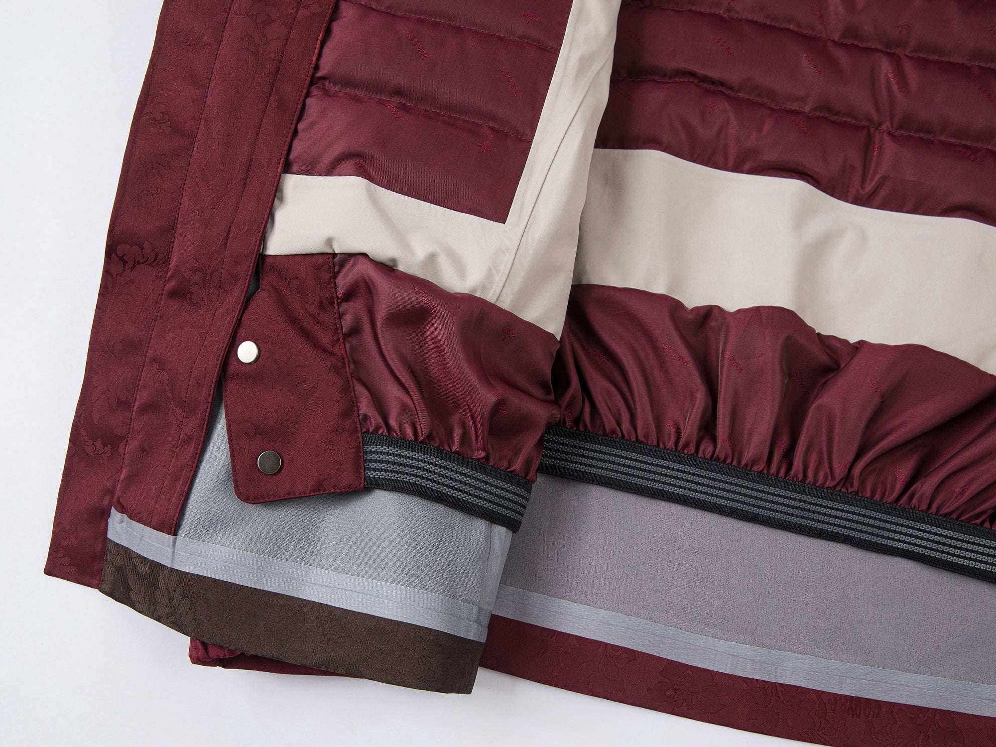 Bow satin jacquard functional puffer jacket