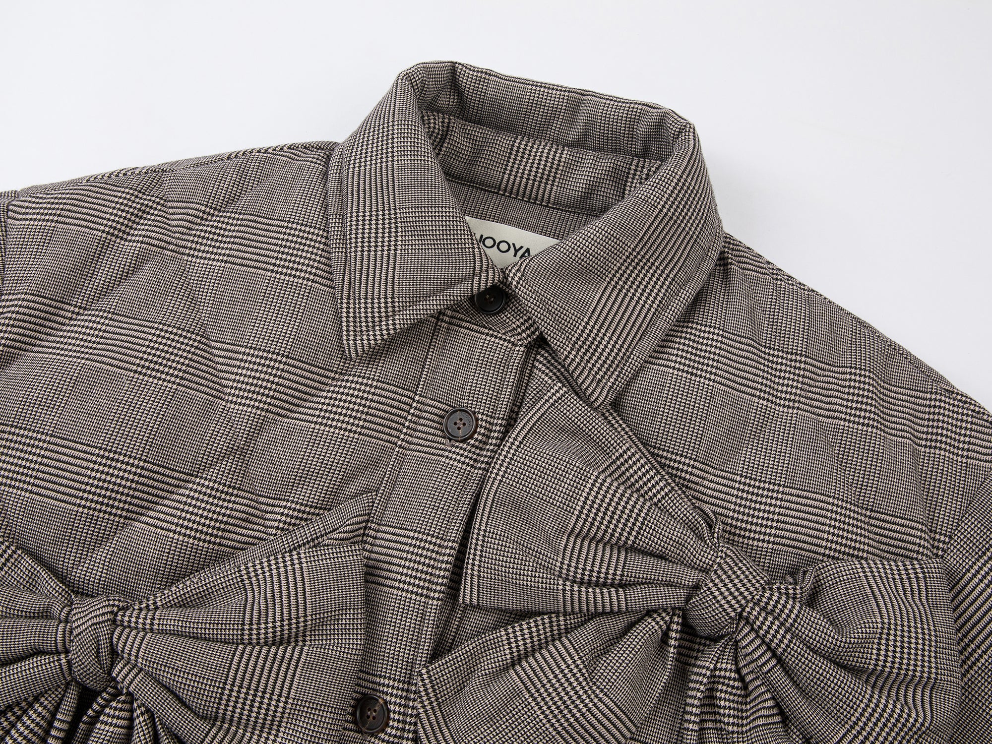 Bow shirt-style puffer jacket