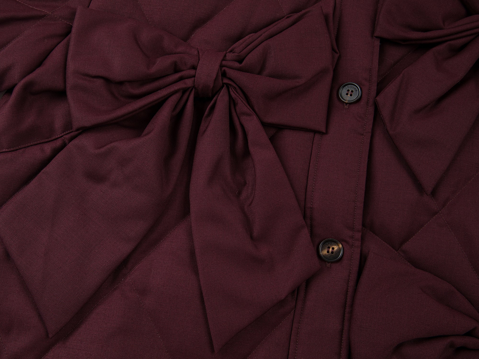 Bow shirt-style puffer jacket