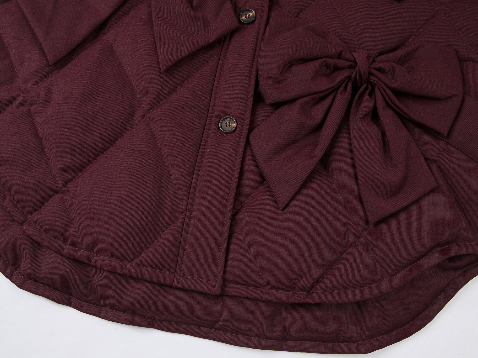 Bow shirt-style puffer jacket