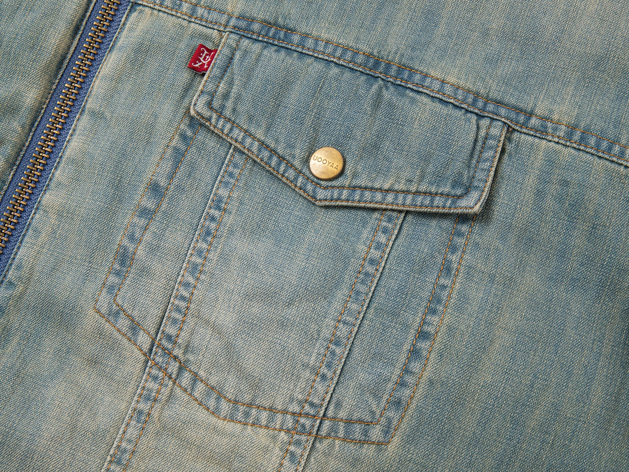 Vintage teddy bear denim puffer jacket