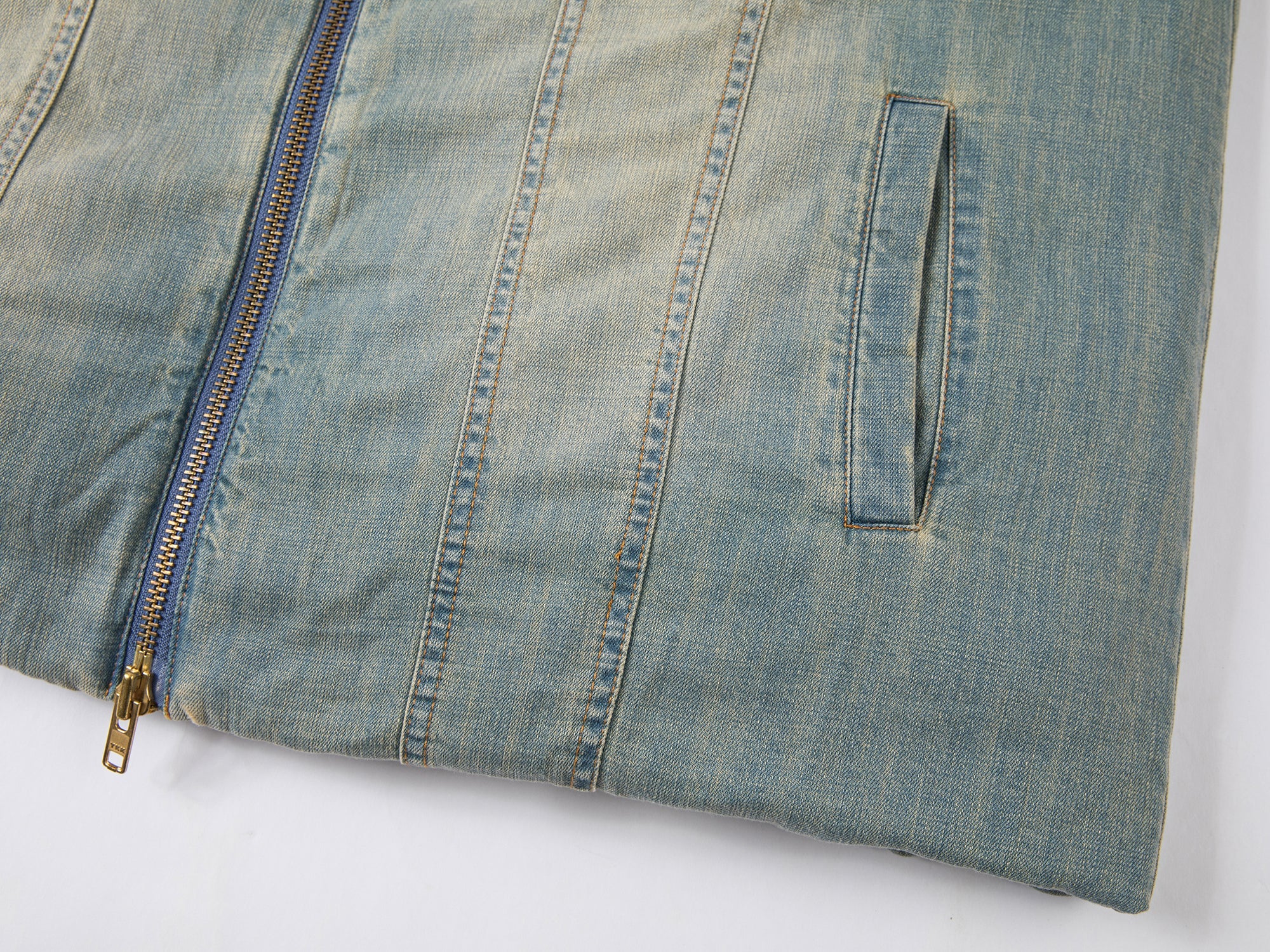 Vintage teddy bear denim puffer jacket