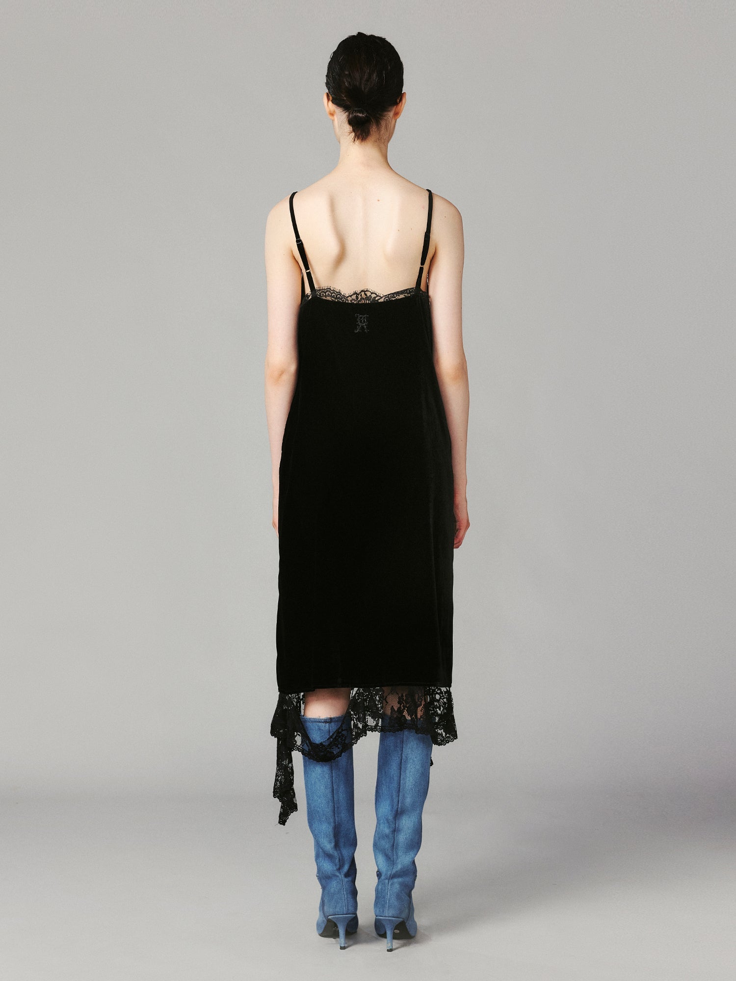 Vintage velvet lace slip dress