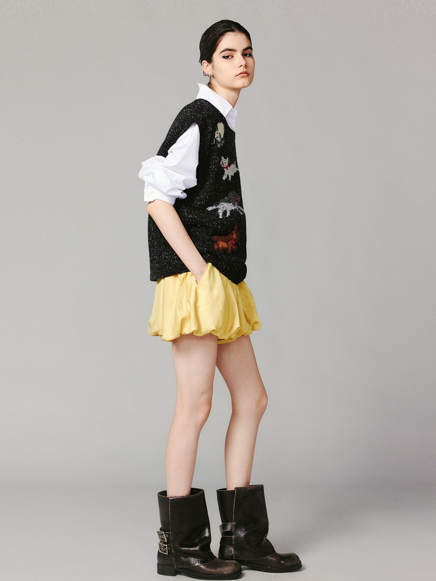 Satin jacquard bud skort