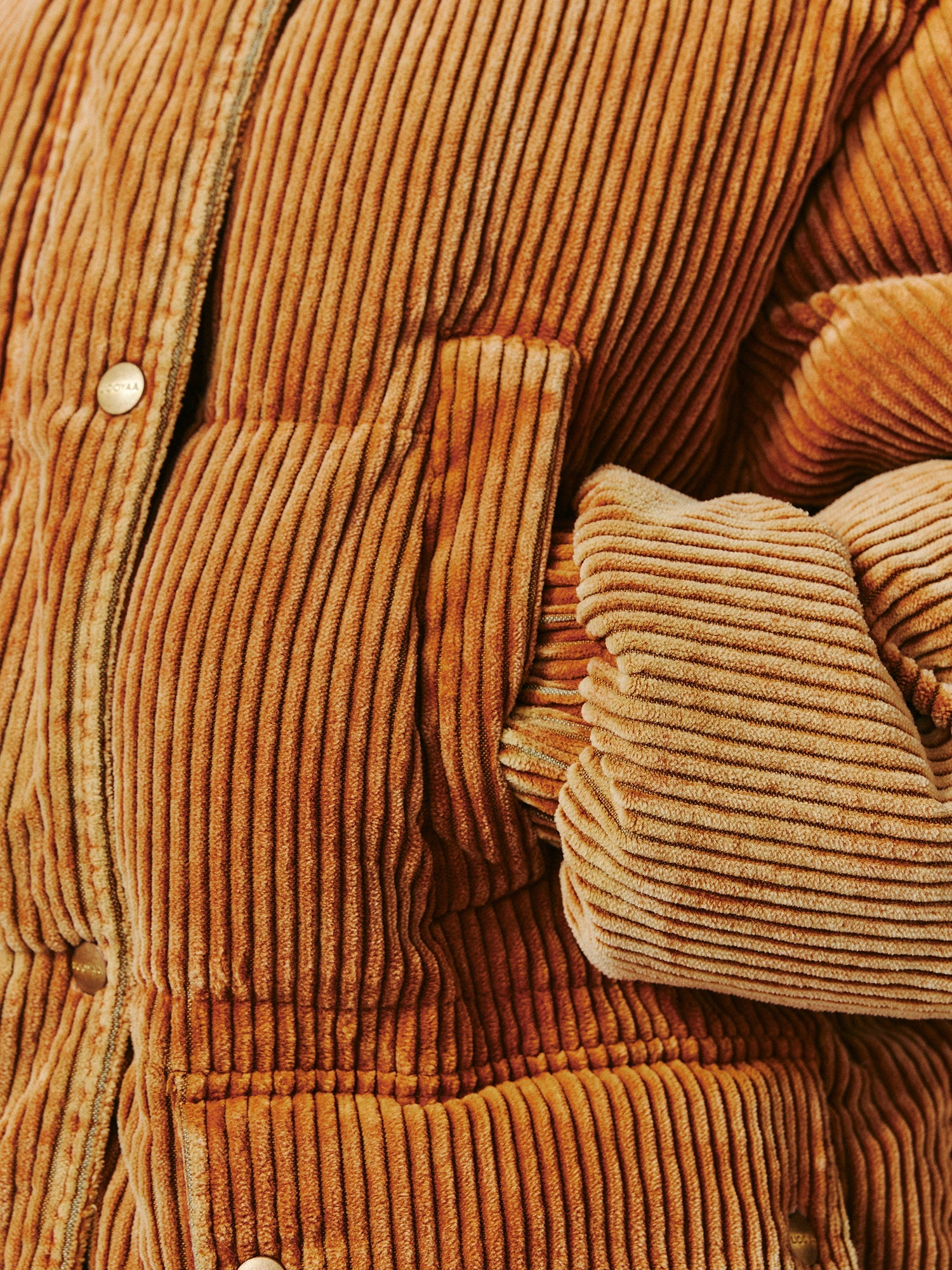 Corduroy hooded puffer jacket