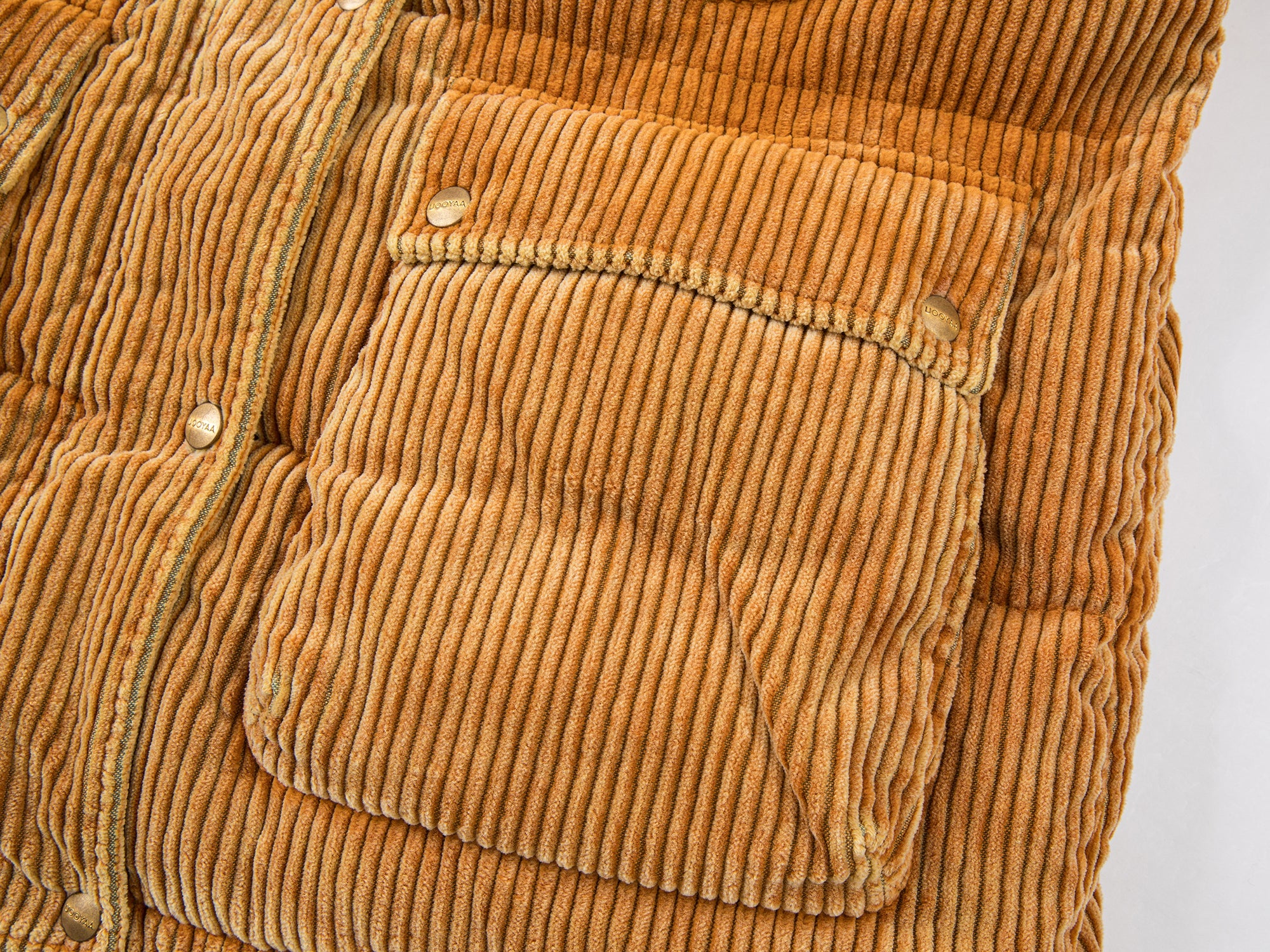 Corduroy hooded puffer jacket