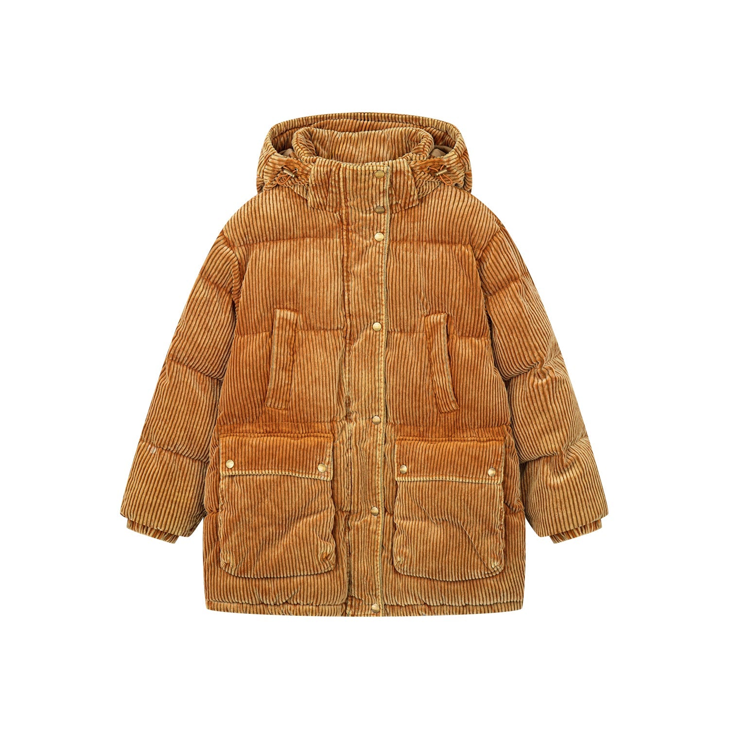 Corduroy hooded puffer jacket
