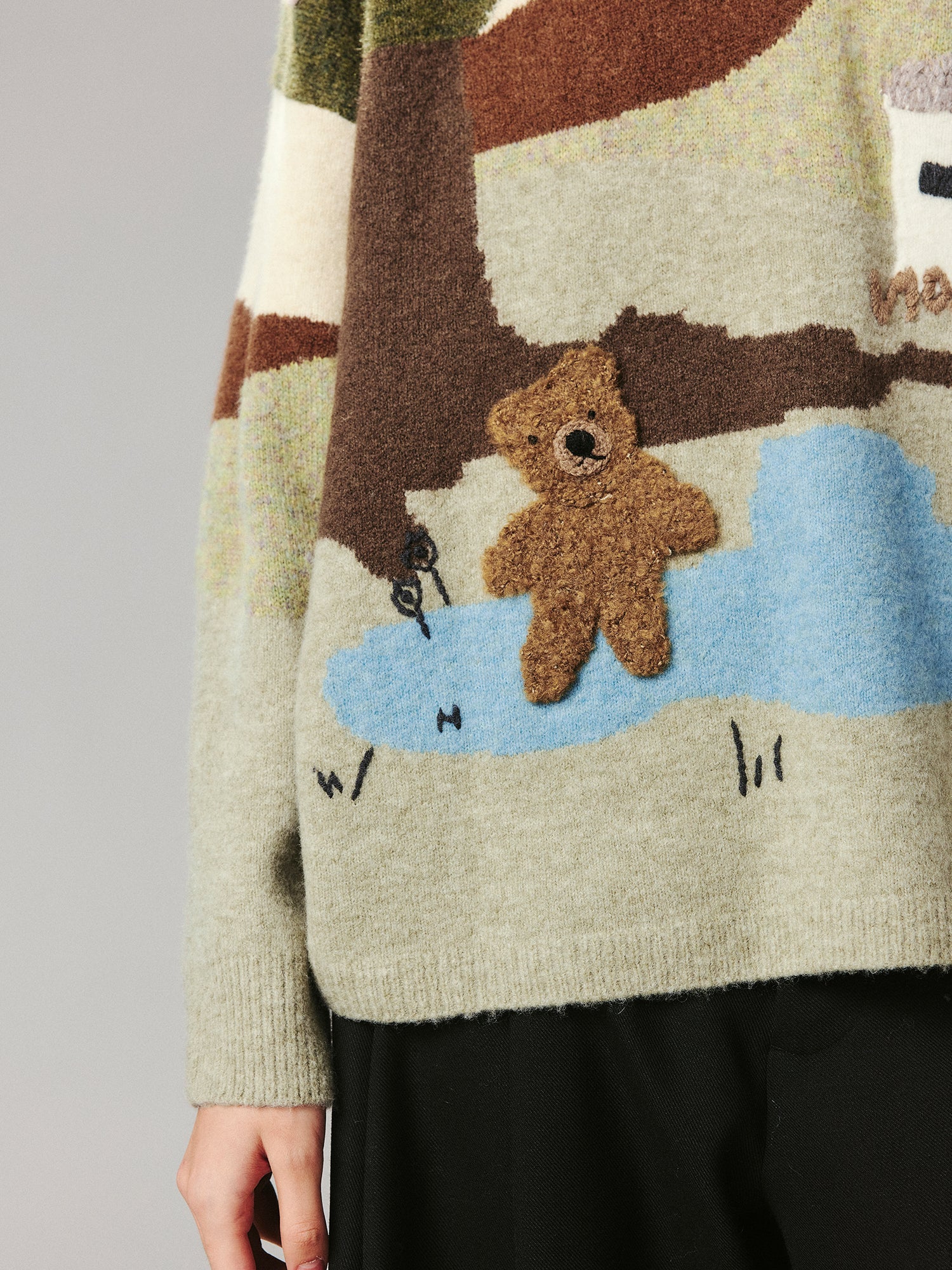 Fairytale landscape teddy bear pullover sweater