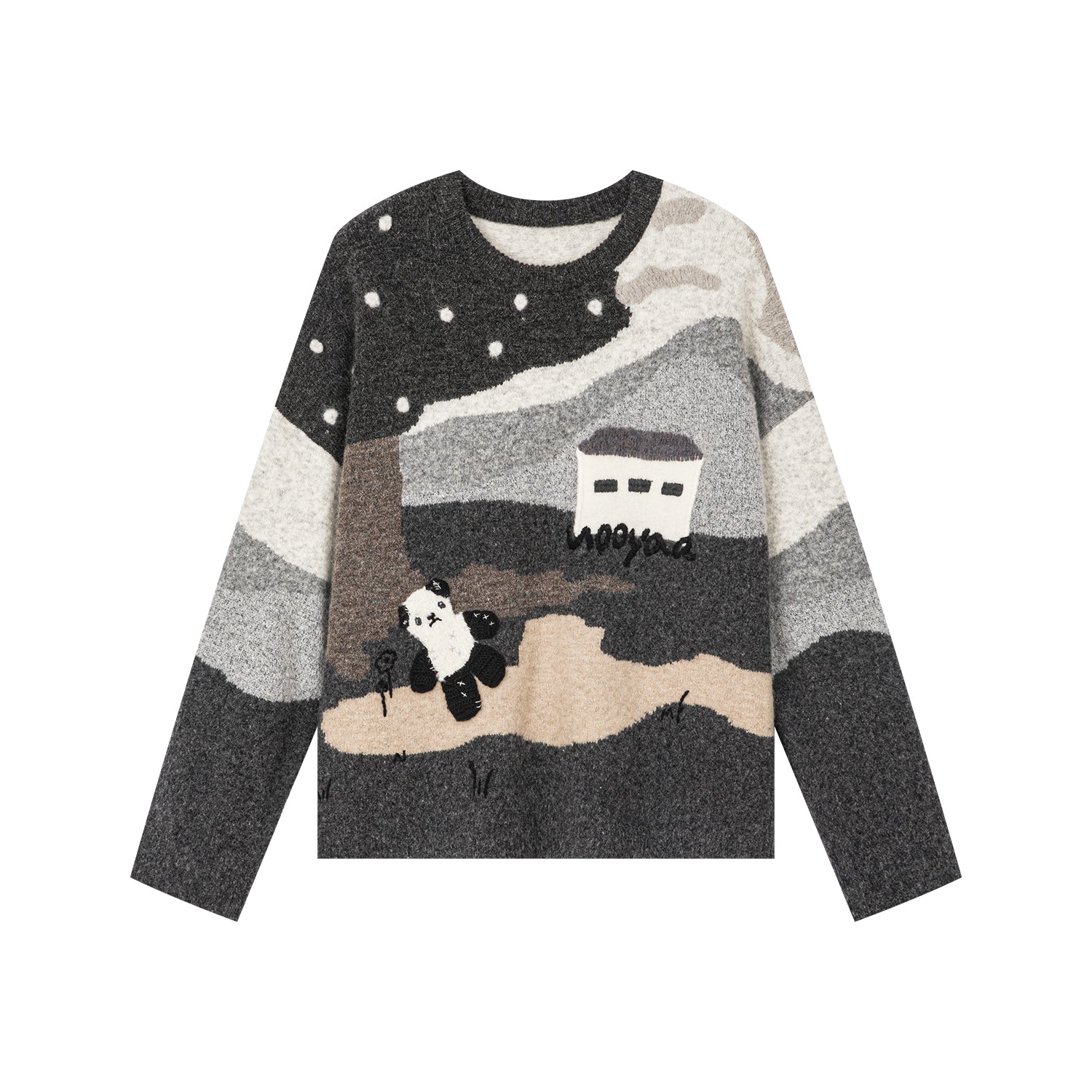 Fairytale landscape panda pullover sweater