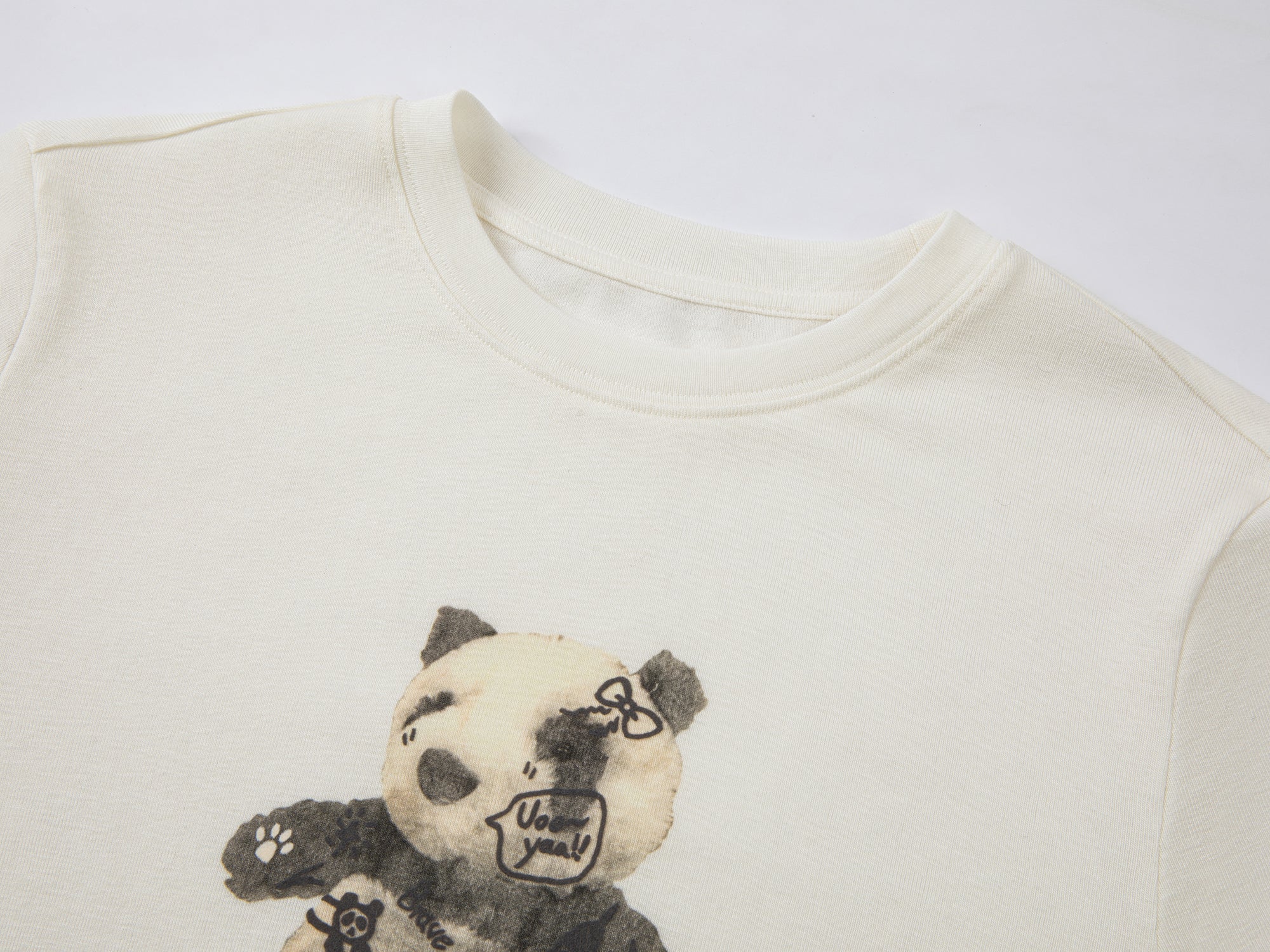 Panda plush print long-sleeve T-shirt