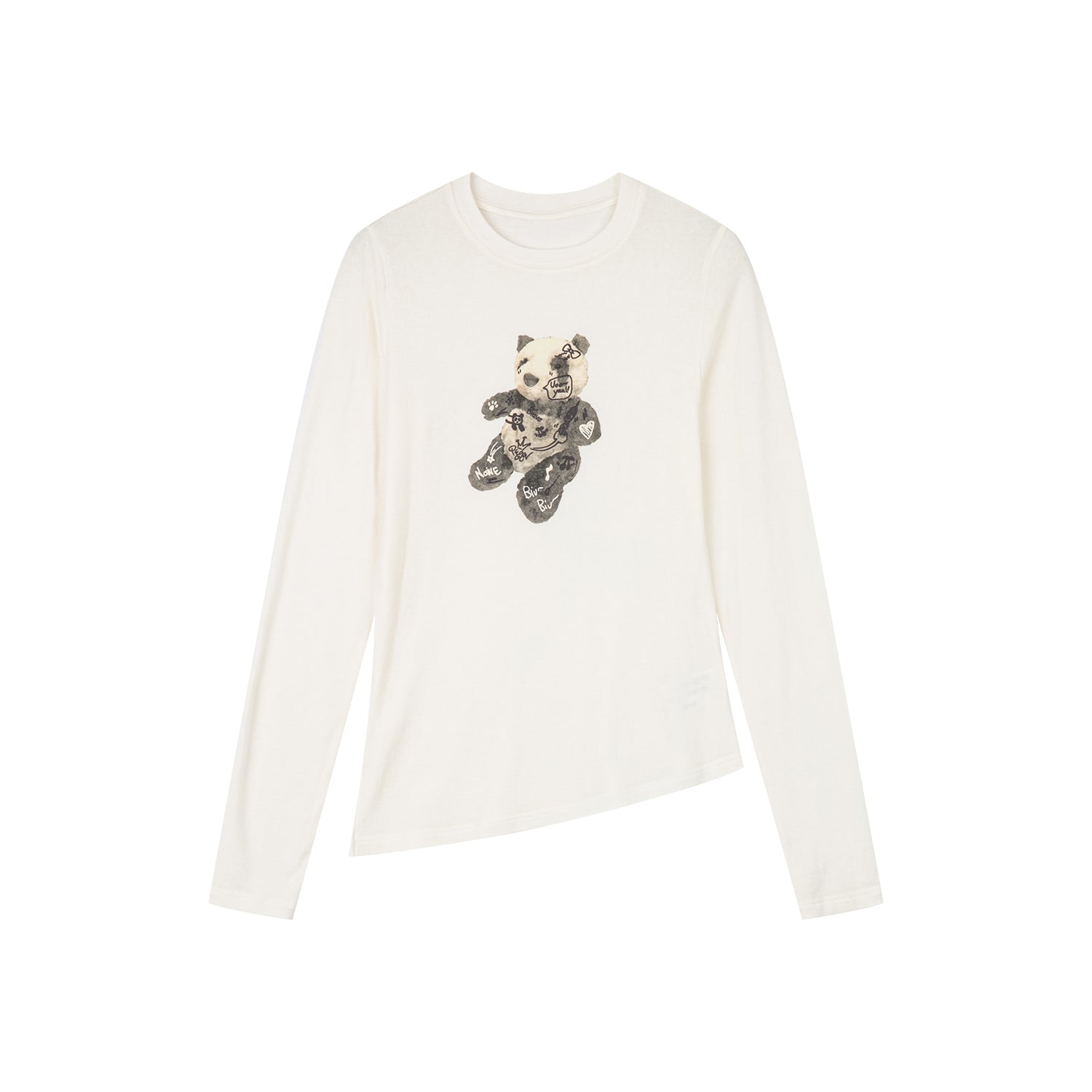 Panda plush print long-sleeve T-shirt