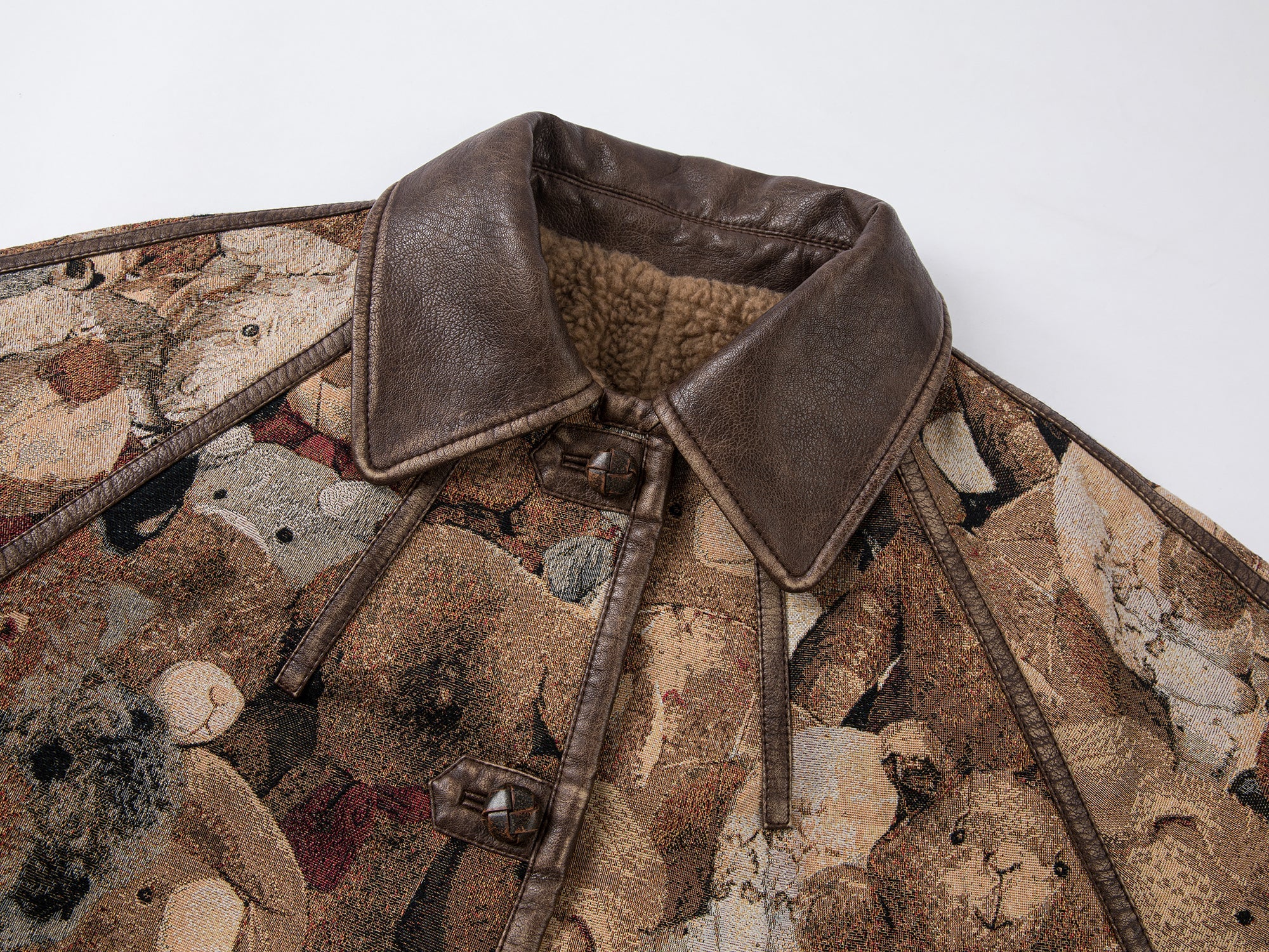 M35 blanket jacket covered with vintage plush toys