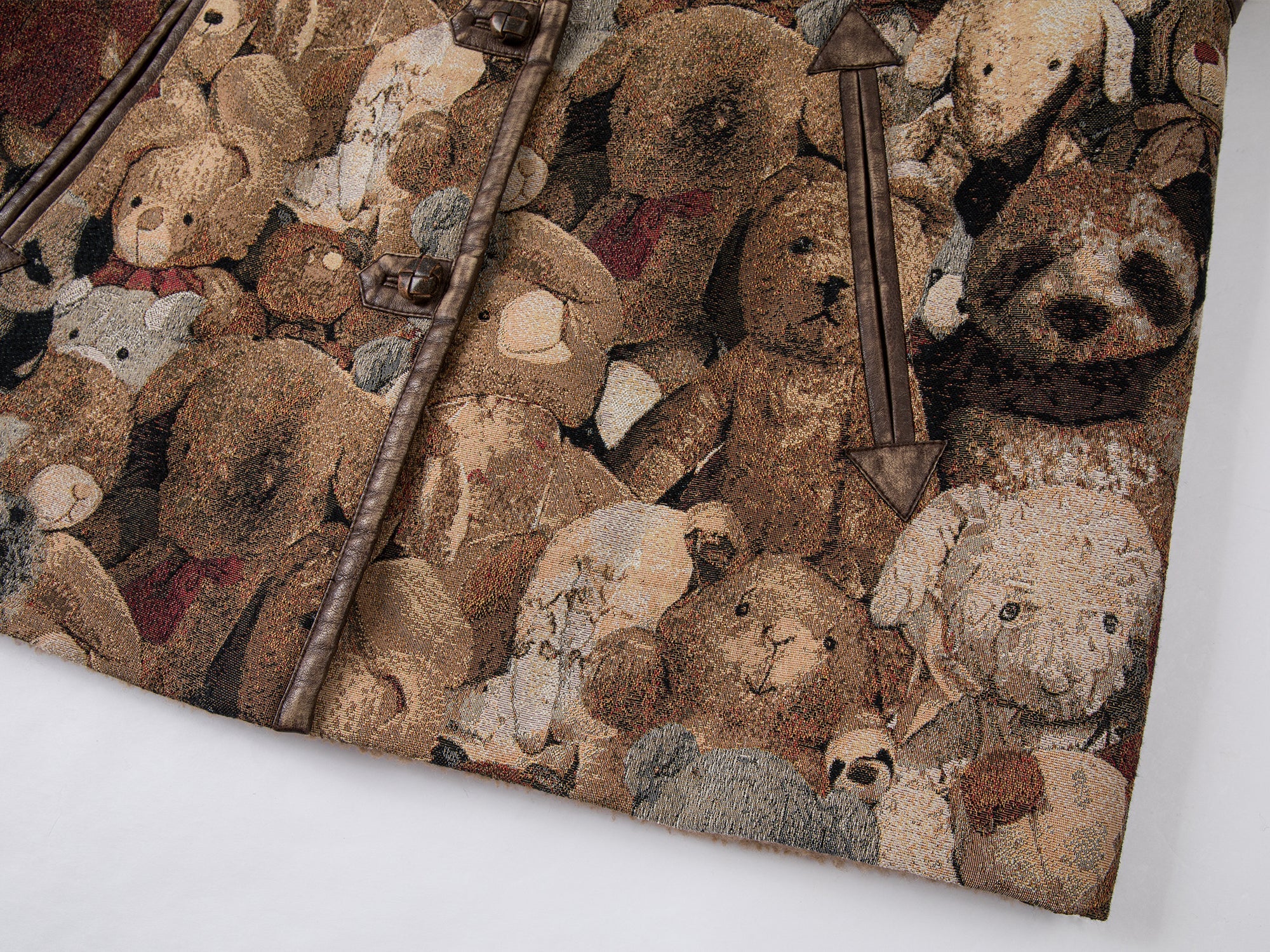 M35 blanket jacket covered with vintage plush toys