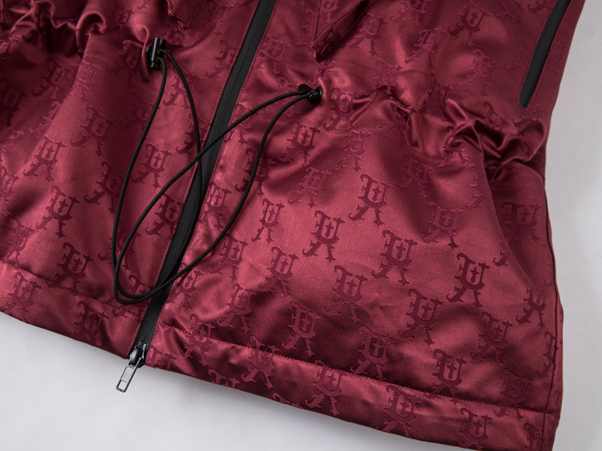 Bow satin jacquard functional puffer