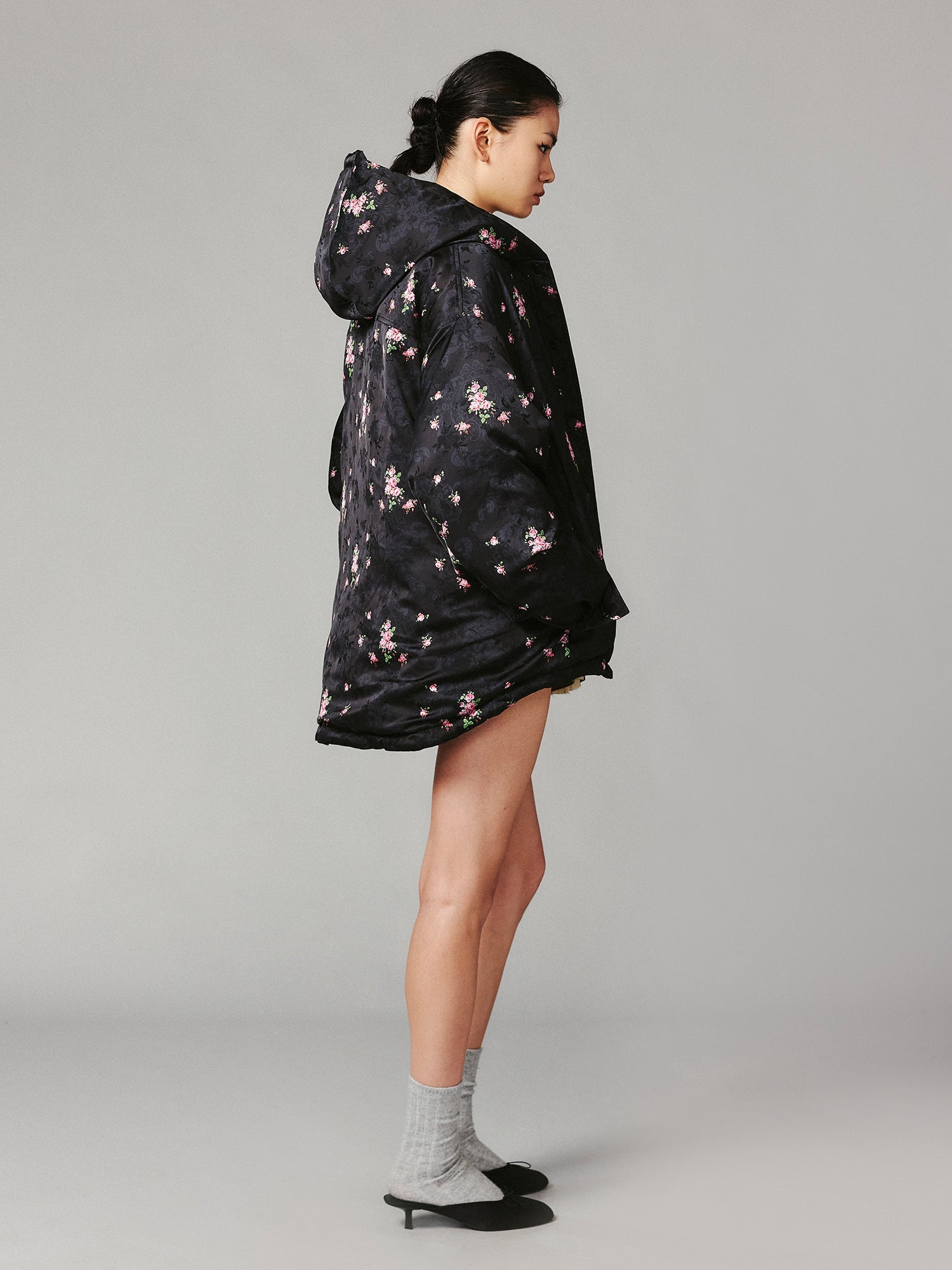 The European wallpaper-inspired floral convertible puffer