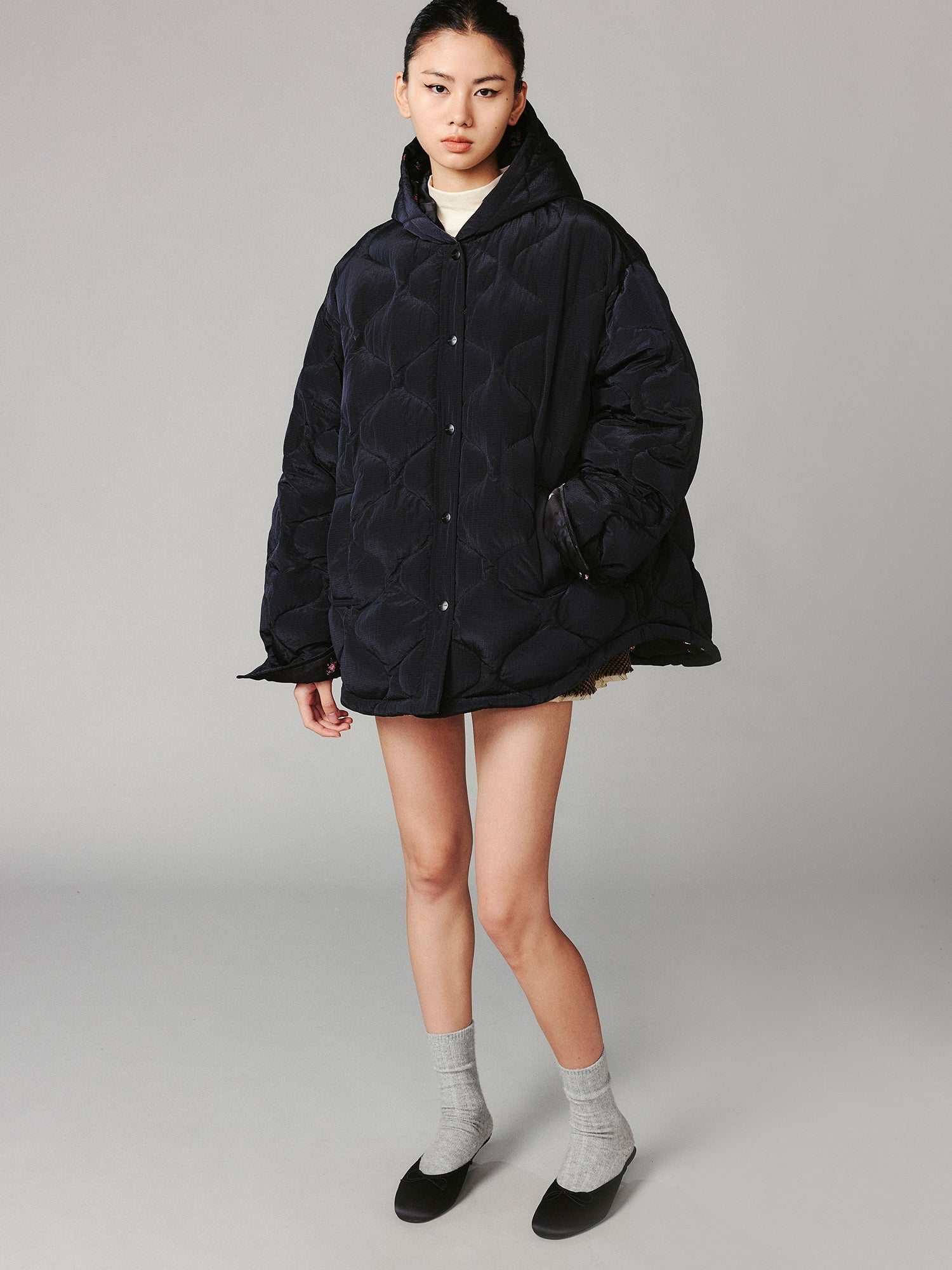 The European wallpaper-inspired floral convertible puffer