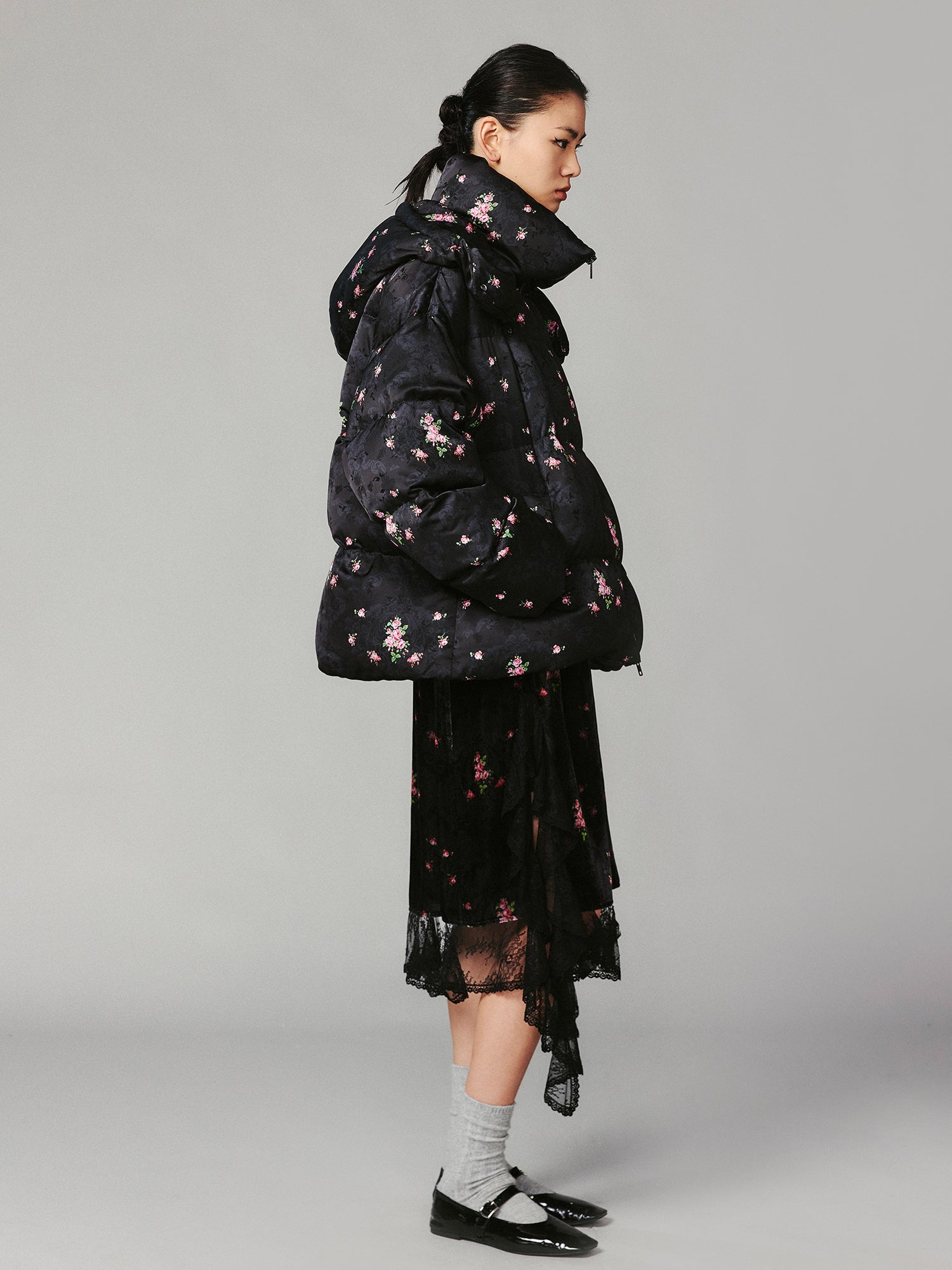 The European wallpaper-inspired floral puffer