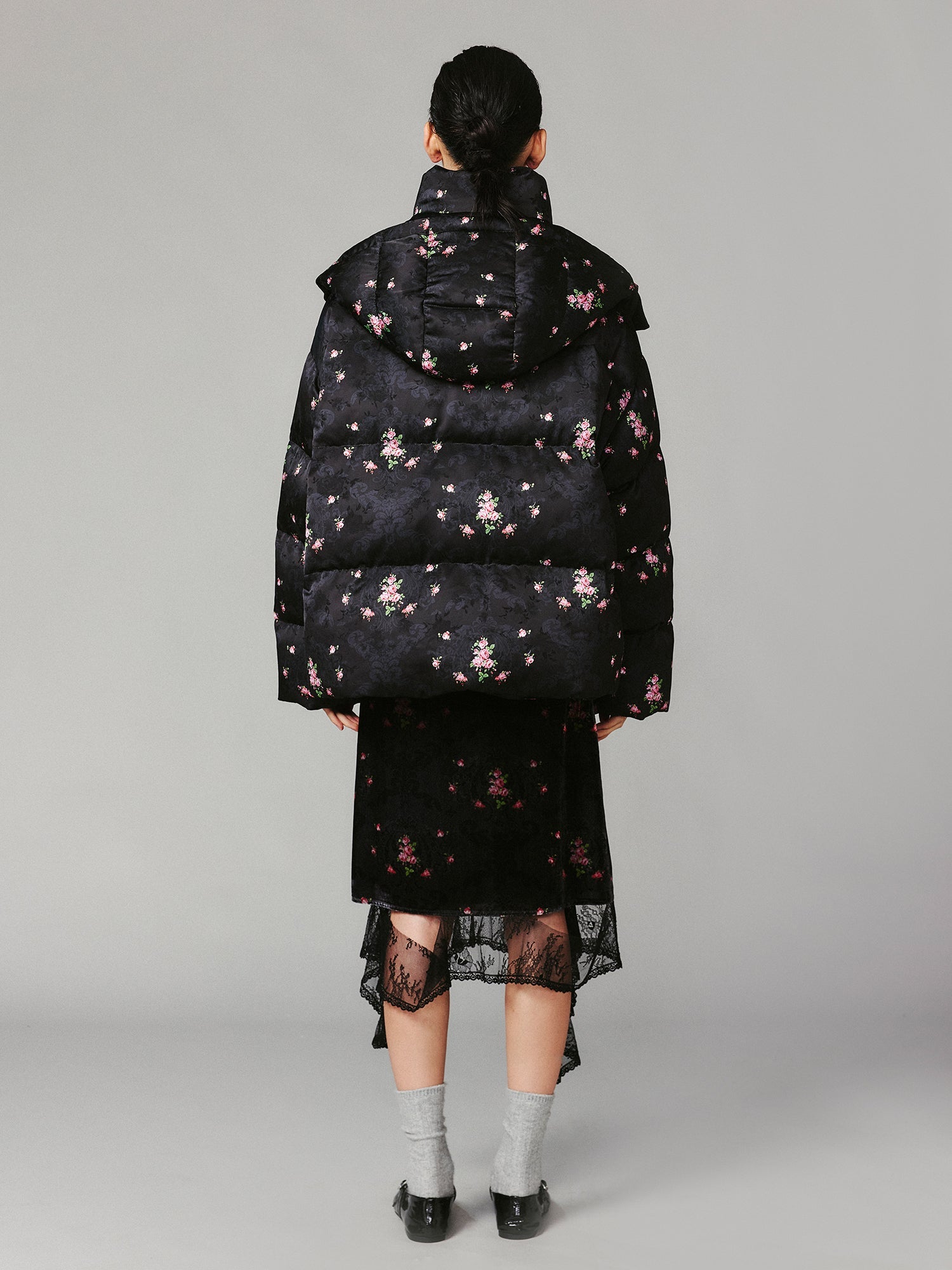 The European wallpaper-inspired floral puffer