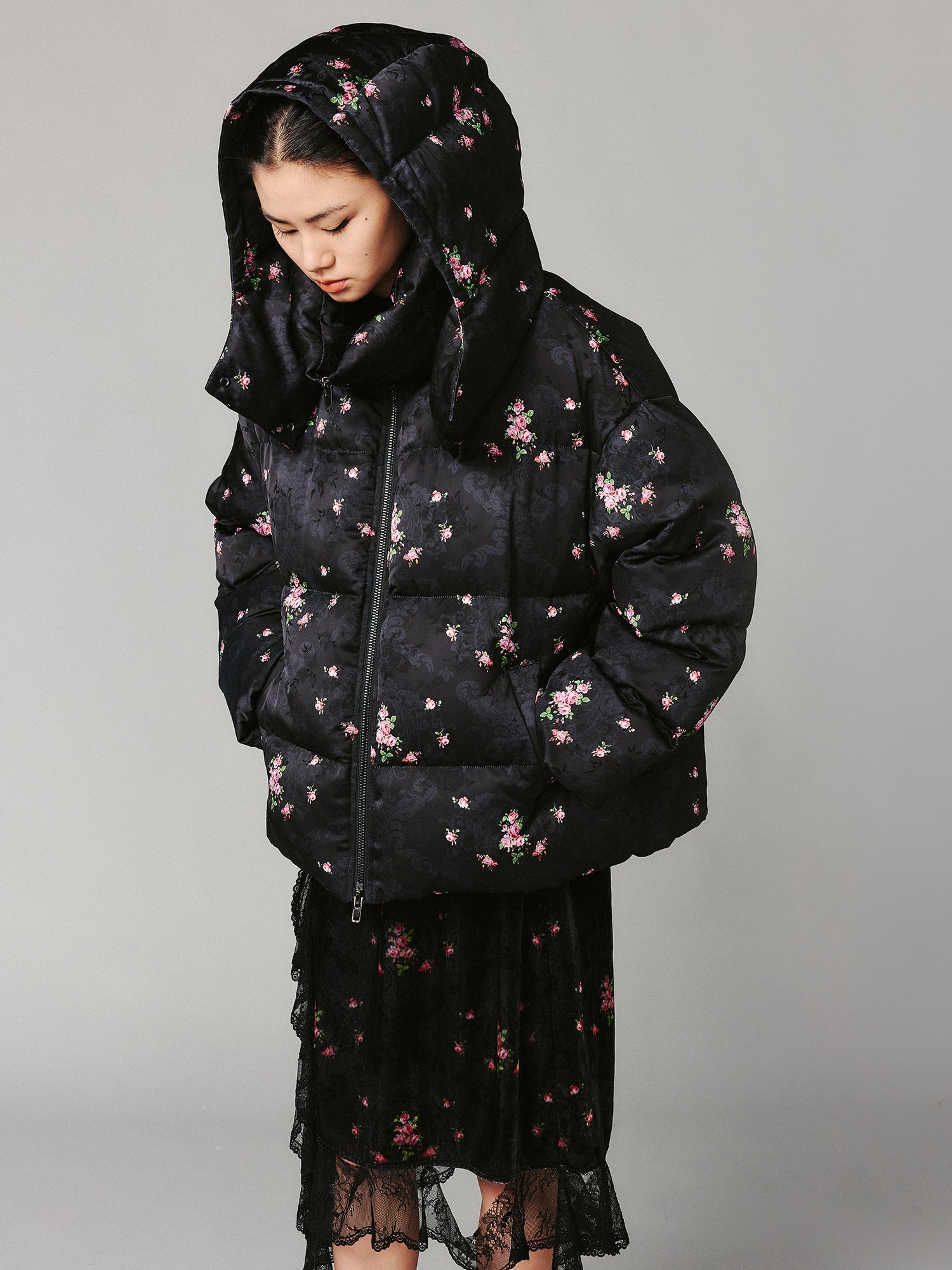 The European wallpaper-inspired floral puffer