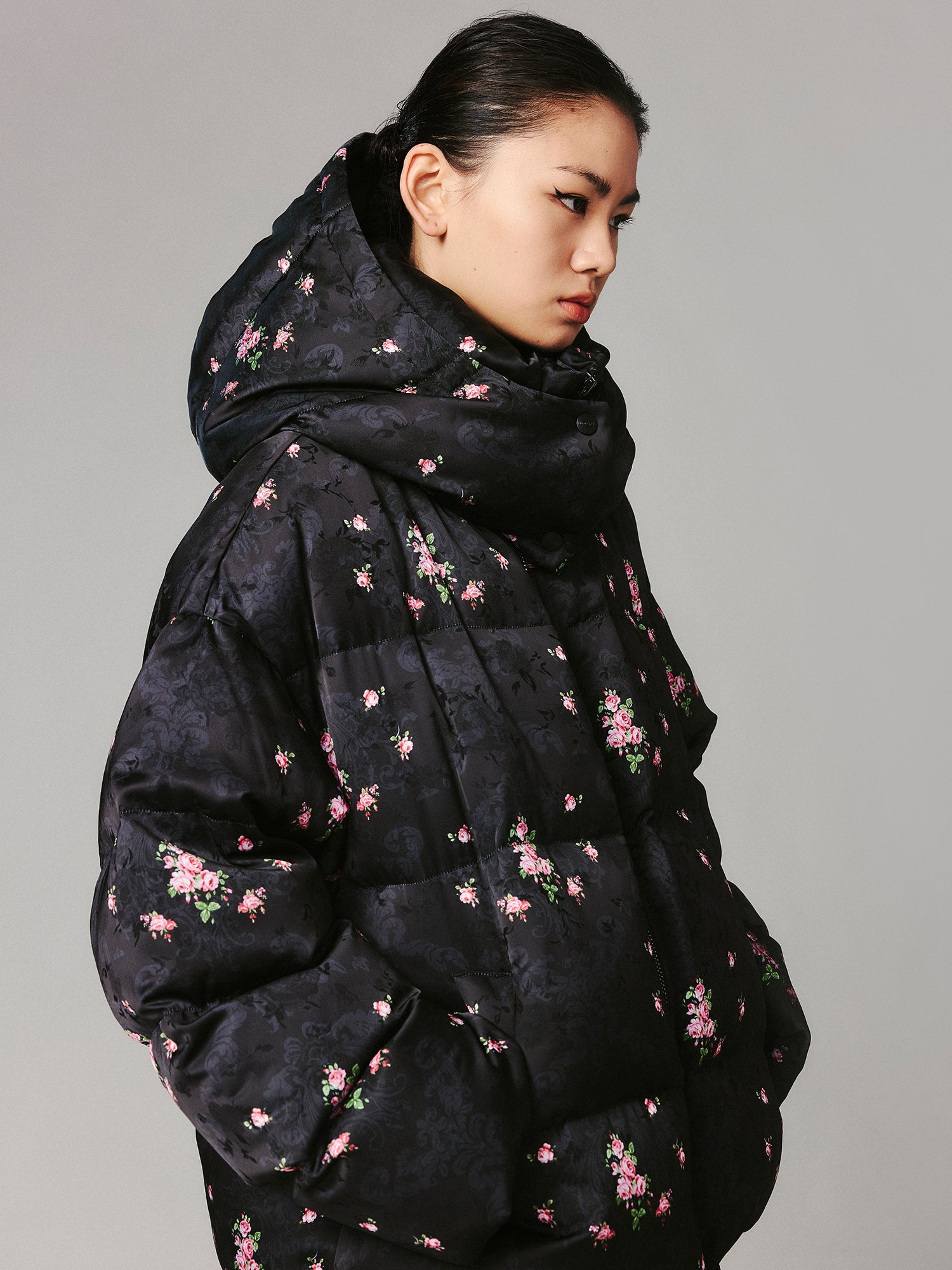 The European wallpaper-inspired floral puffer