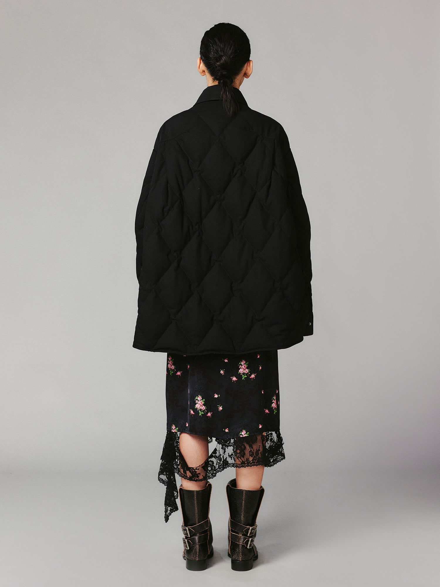 3D bow tie shirt-style puffer