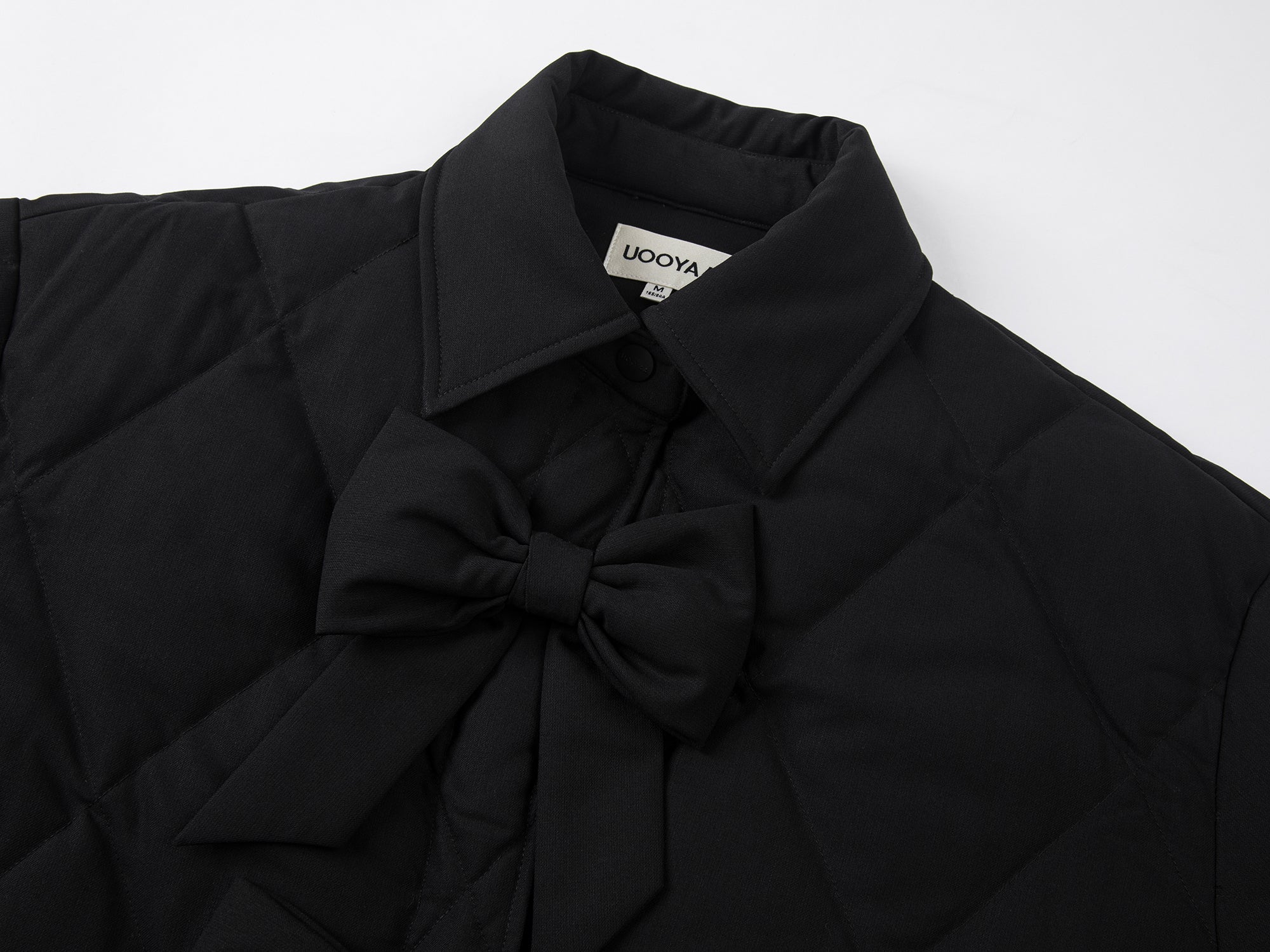 3D bow tie shirt-style puffer