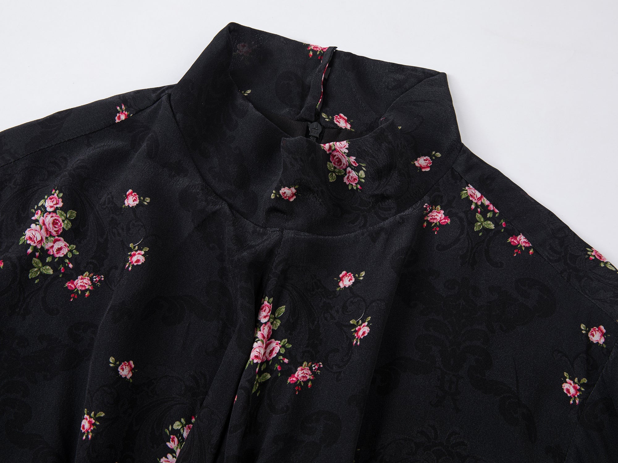 The European wallpaper-inspired floral high-neck dress