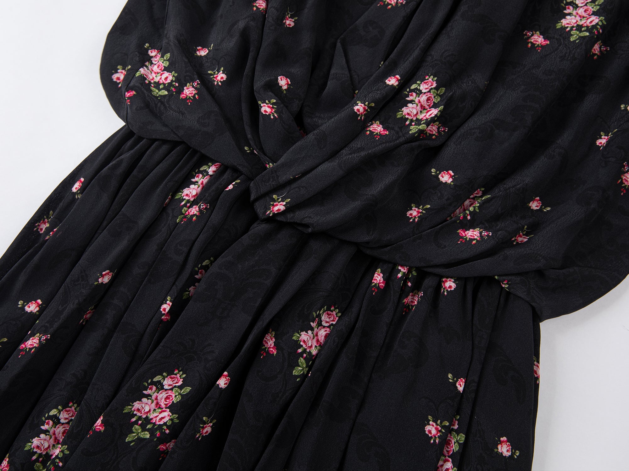 The European wallpaper-inspired floral high-neck dress