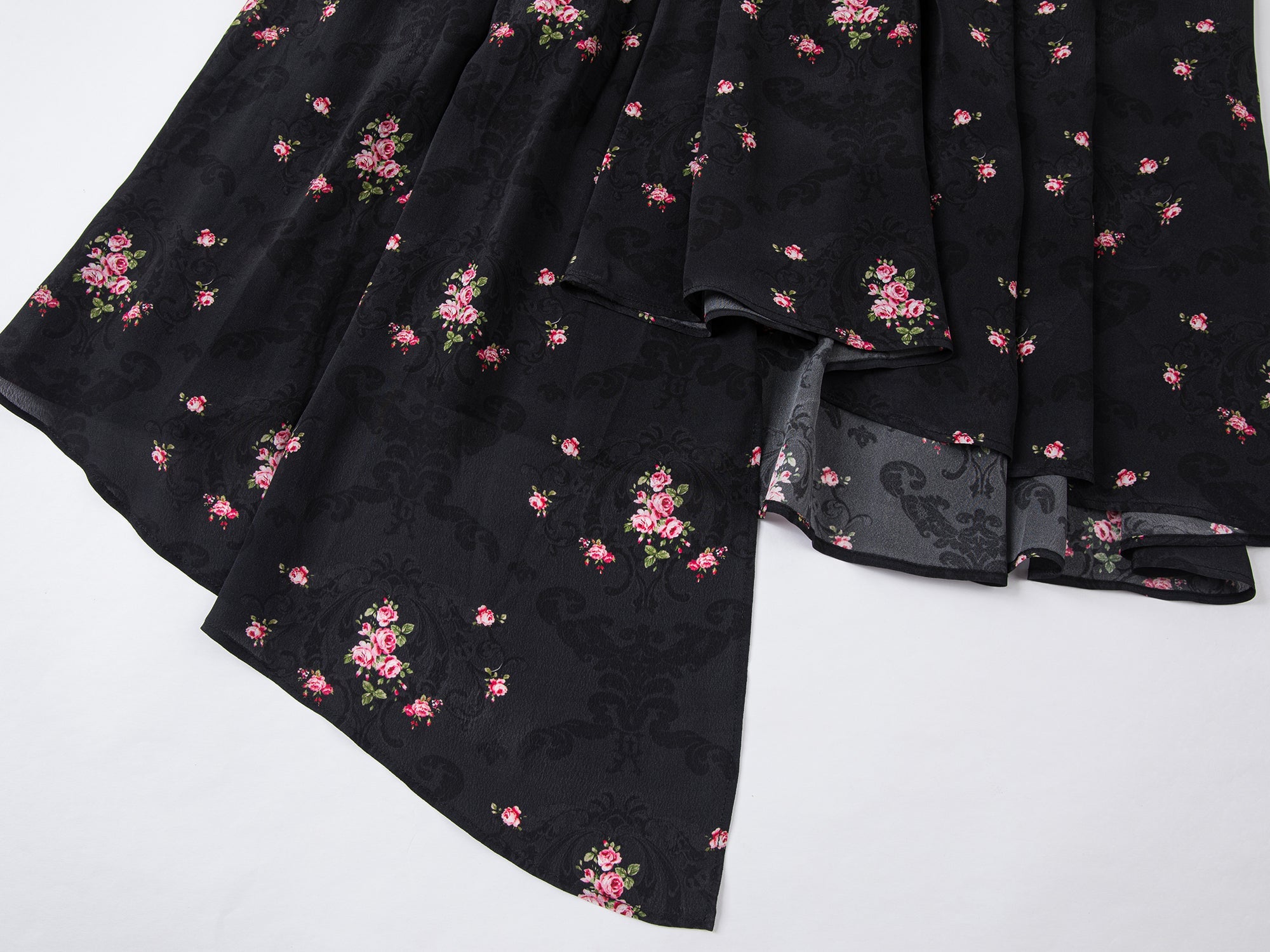 The European wallpaper-inspired floral high-neck dress