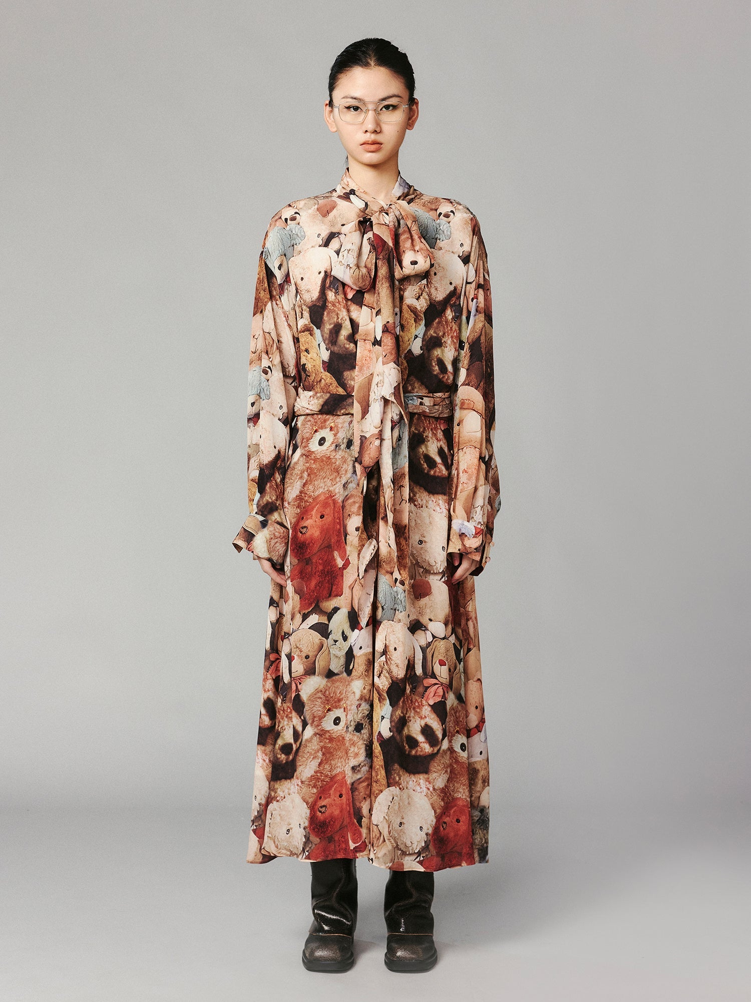 Vintage plush toys-embellished romantic ribbon dress