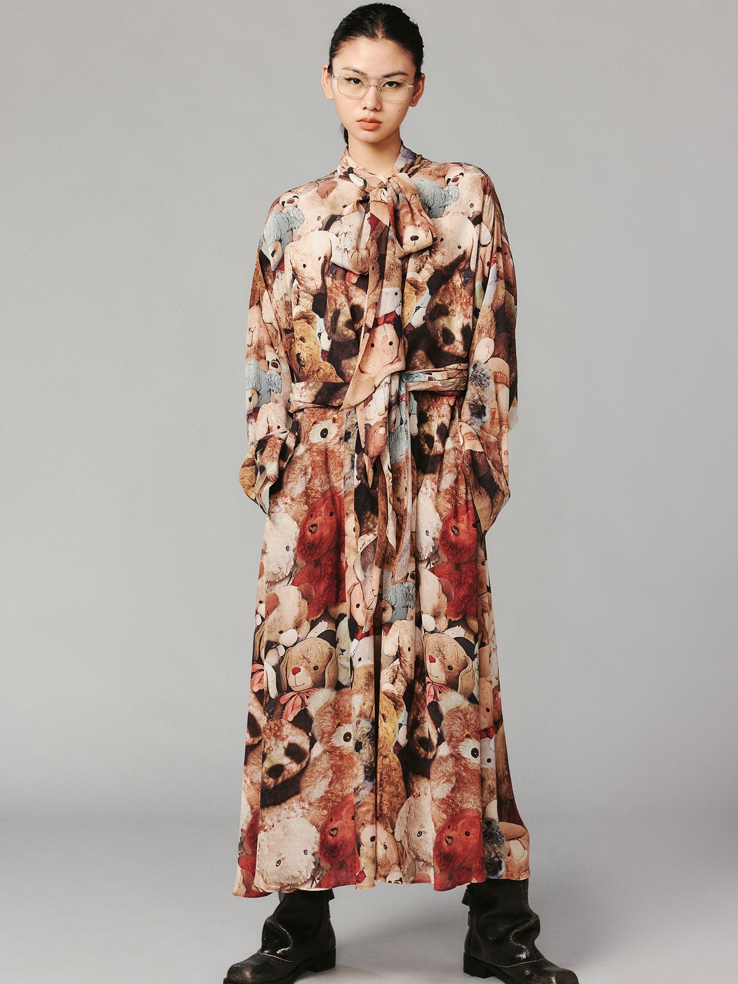 Vintage plush toys-embellished romantic ribbon dress